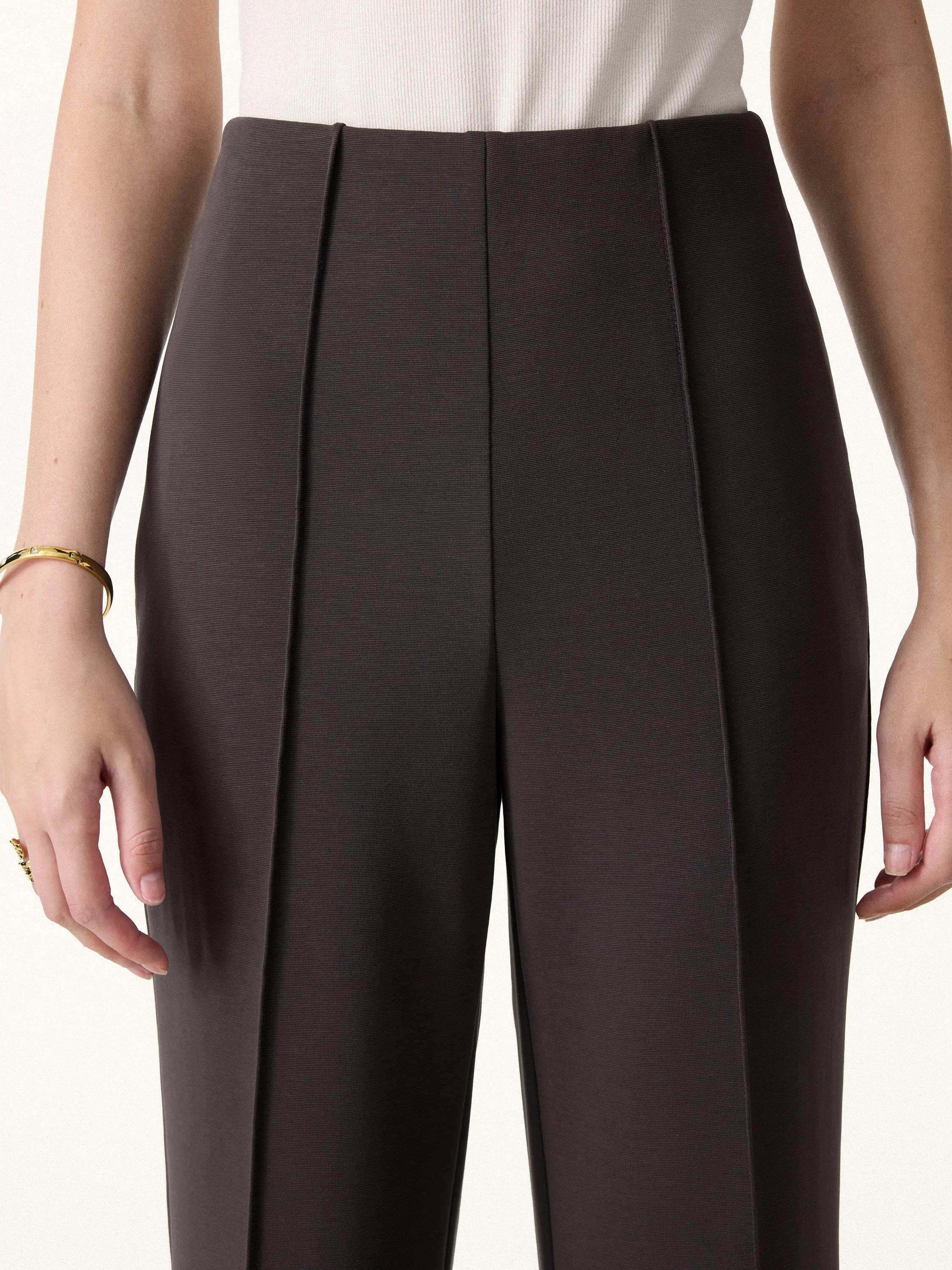 Stretch Cotton High Rise Wide Flared Pull-on Pants sold by OGLmove product image thumbnail 4