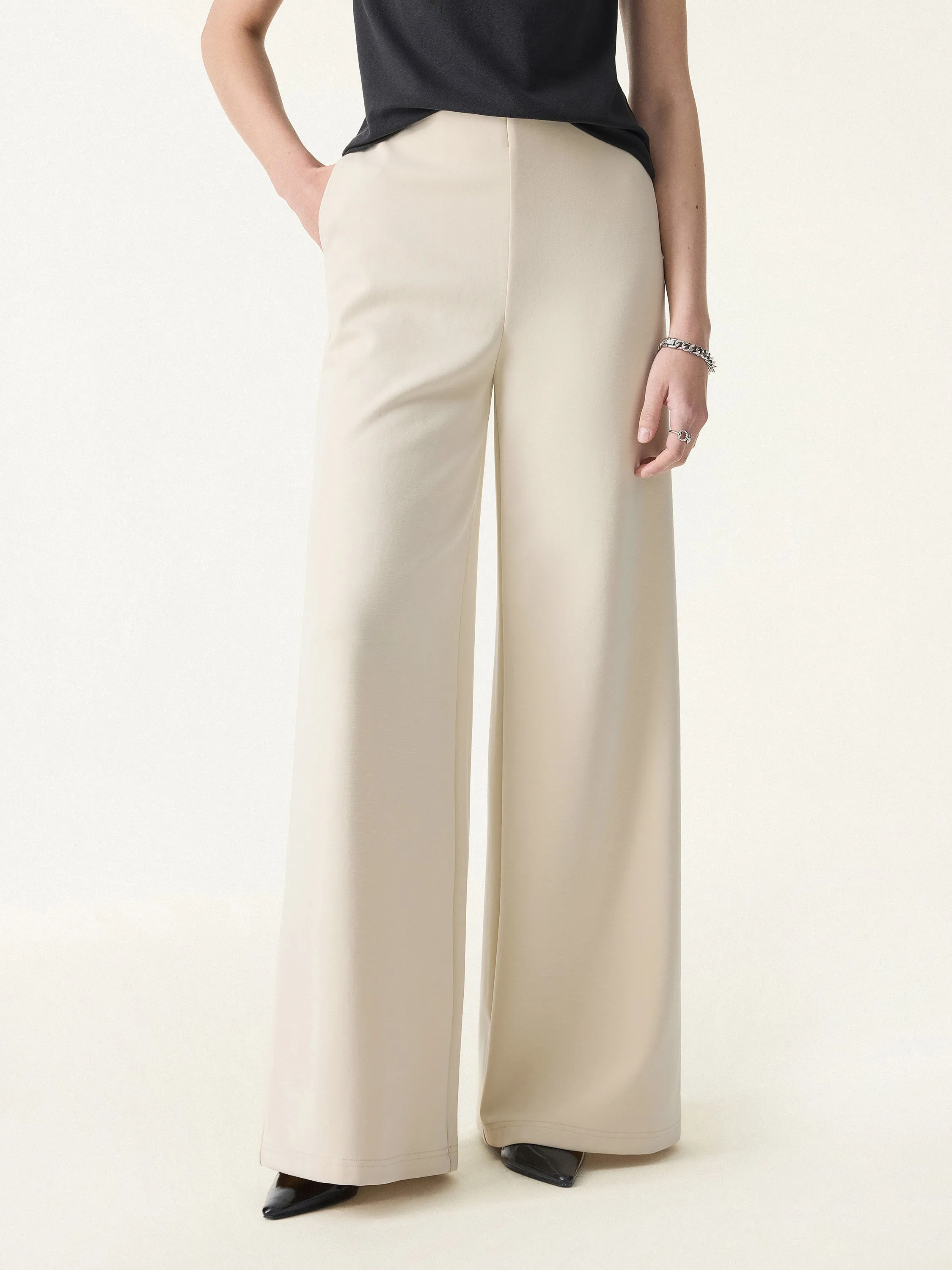 Stretch Cotton Blend Mid Rise Wide Leg Pants with Pockets sold by OGLmove product image thumbnail 3