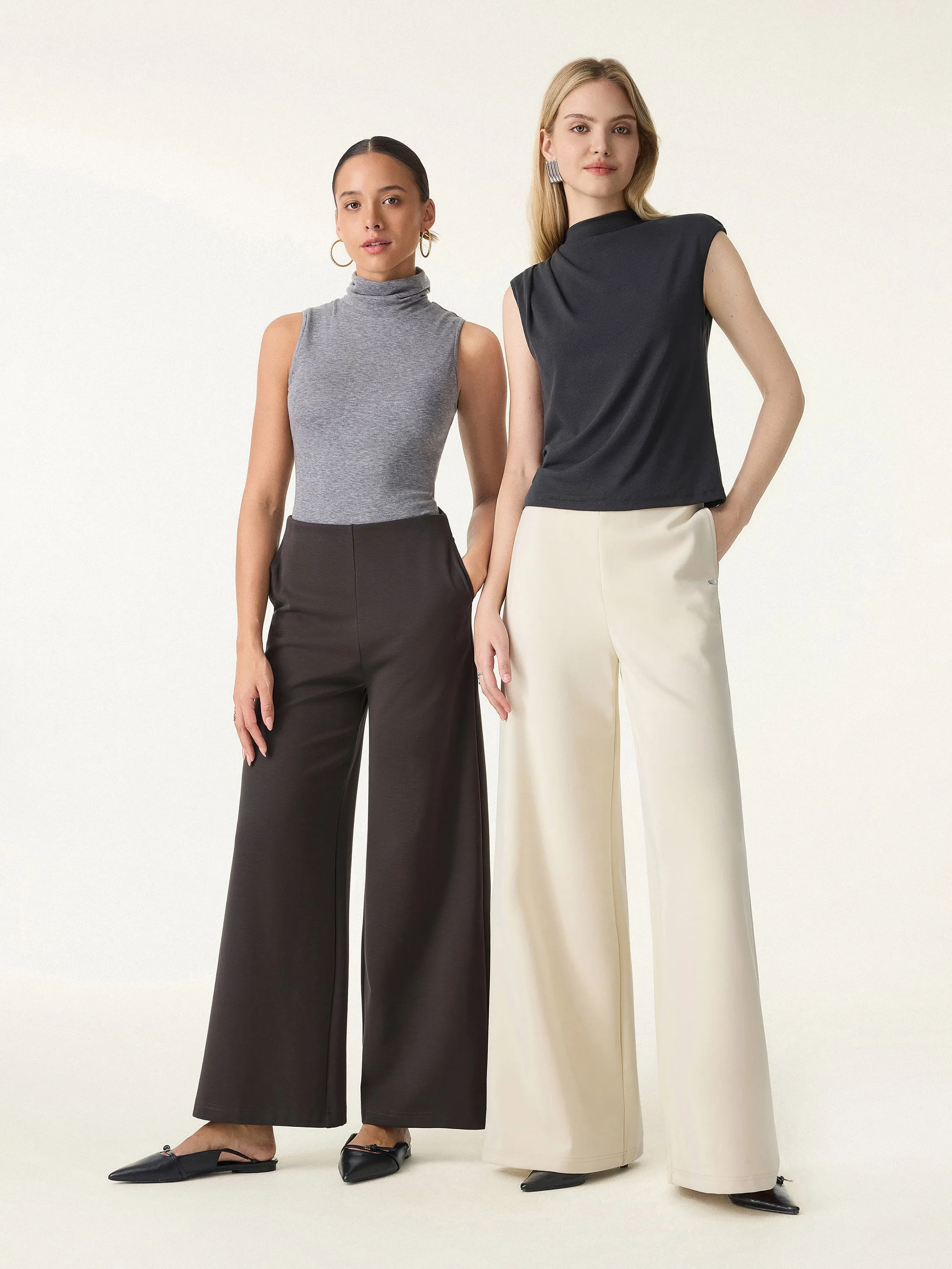 Stretch Cotton Blend Mid Rise Wide Leg Pants with Pockets sold by OGLmove product image thumbnail 2