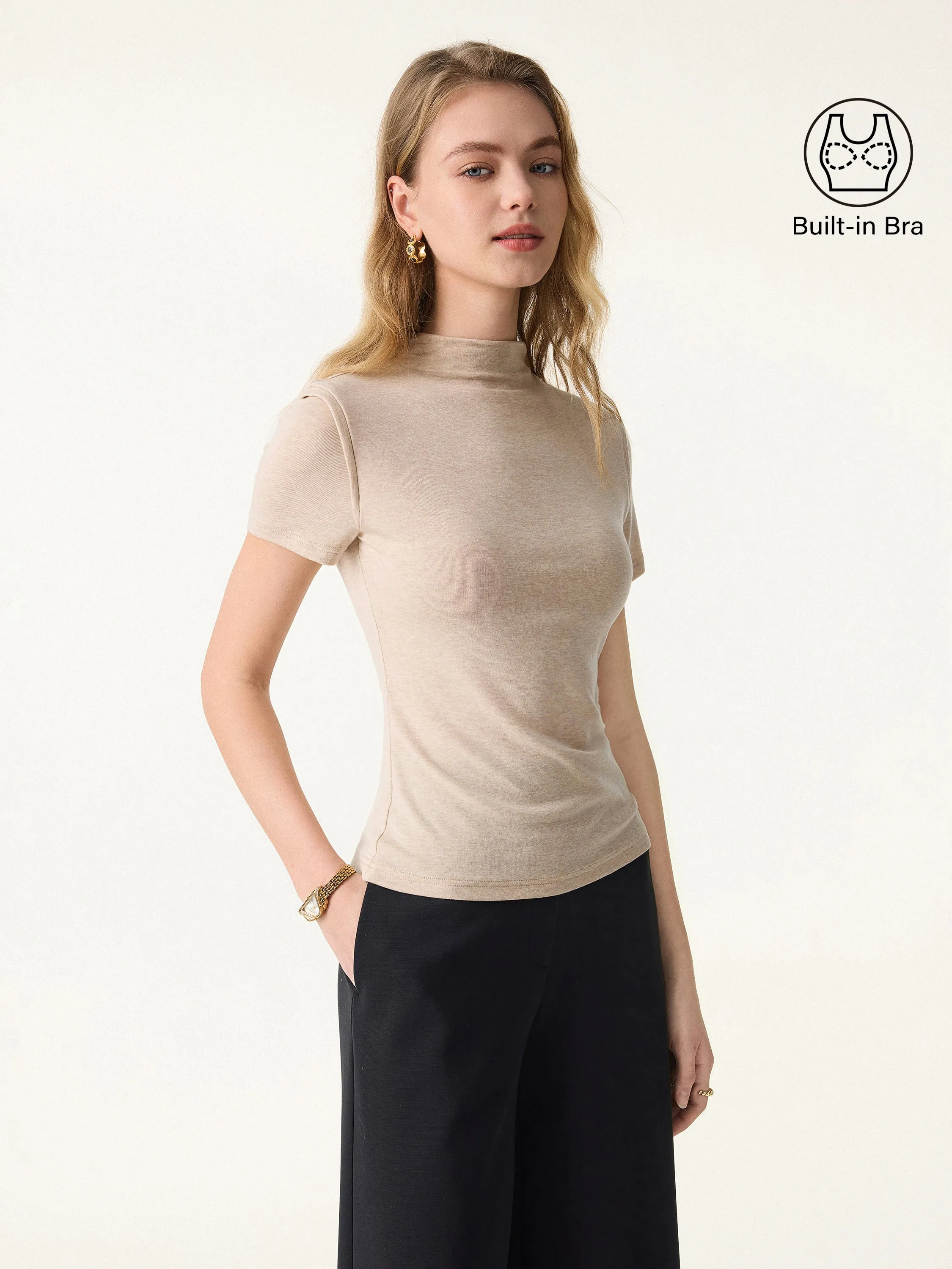 Lyocell Wool Mockneck Short Sleeve Brami sold by OGLmove