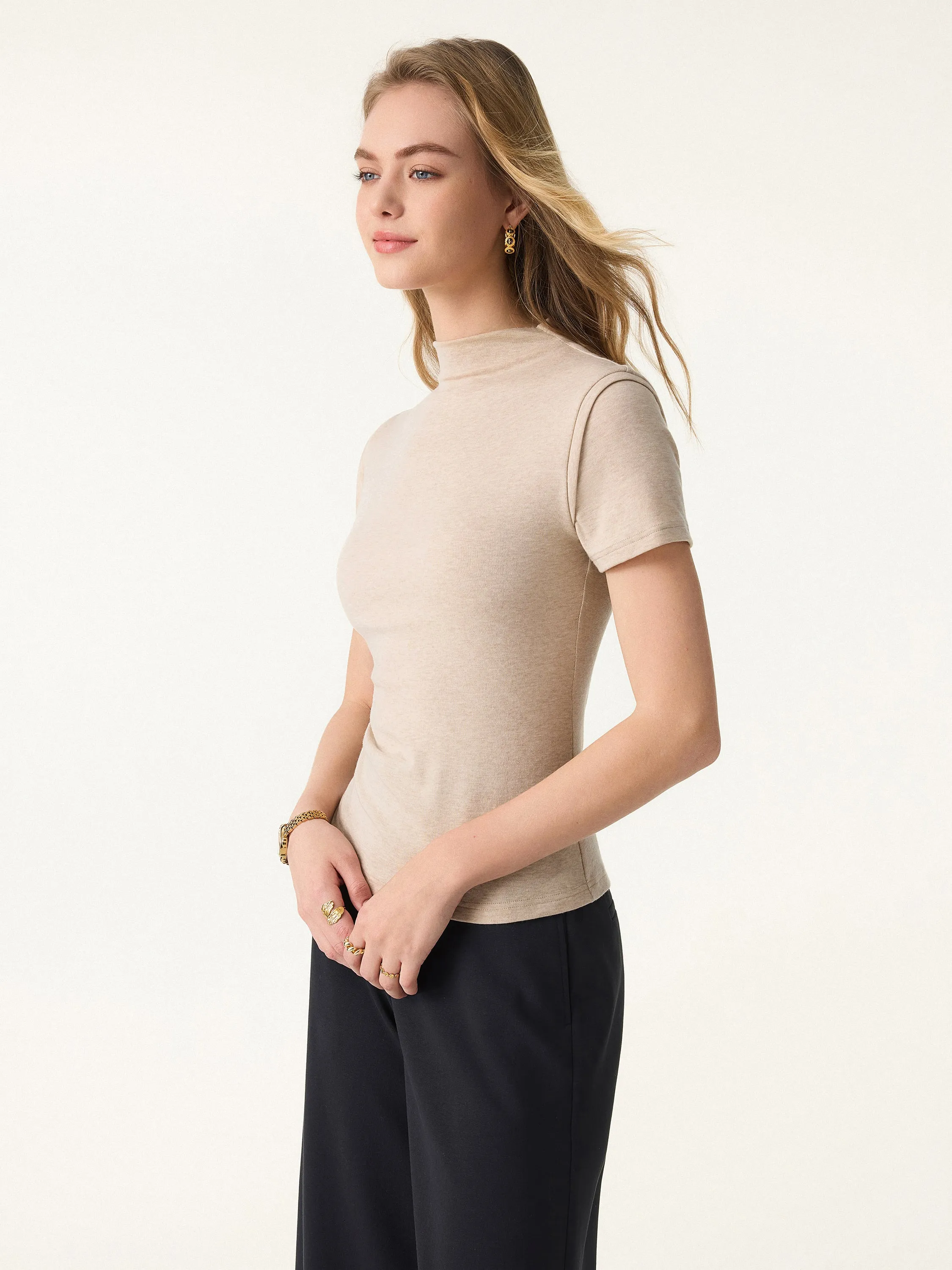 Lyocell Wool Mockneck Short Sleeve Brami sold by OGLmove product image thumbnail 5