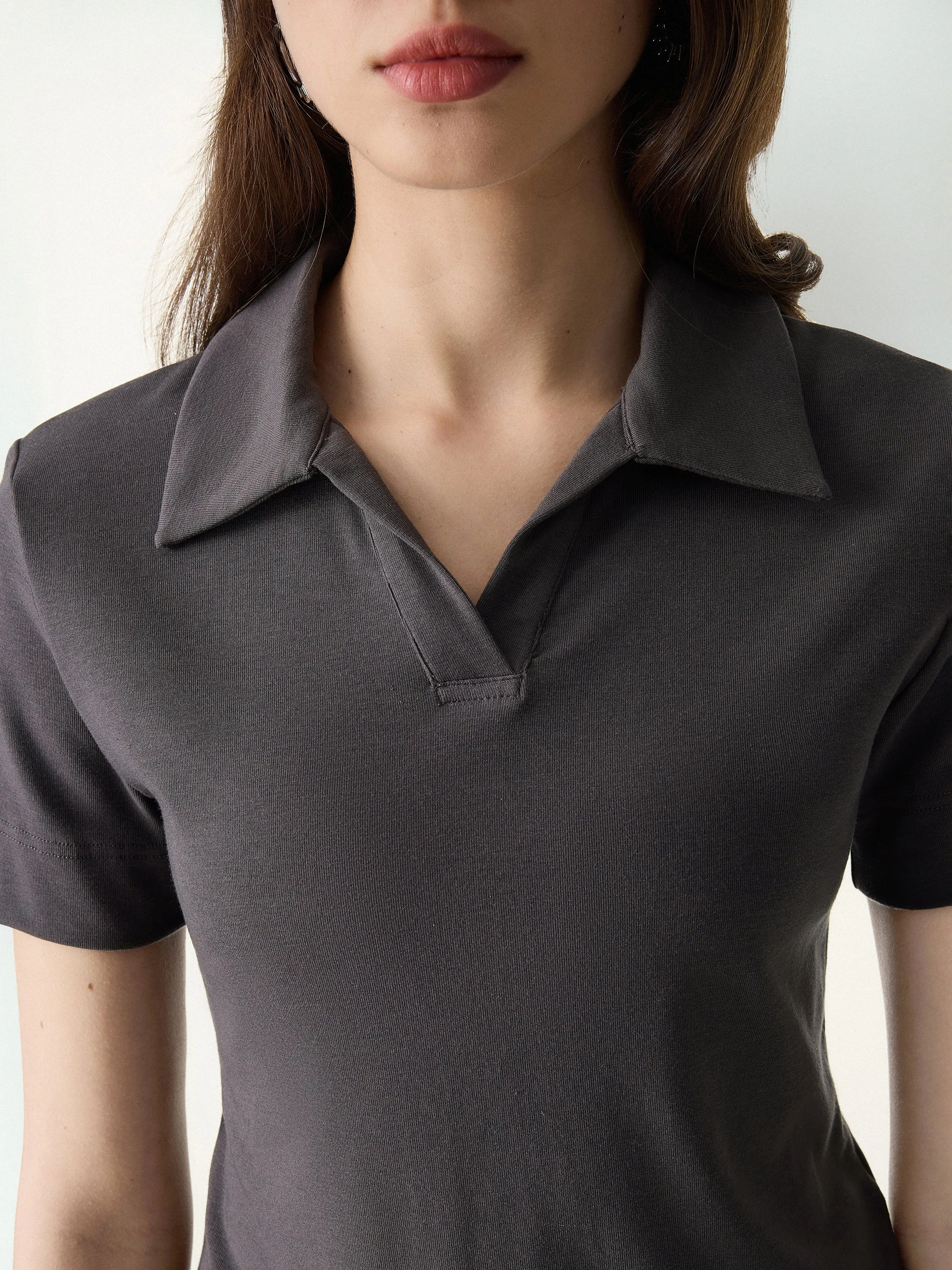 Soft Lyocell Wool Polo Neck Short Sleeve Top sold by OGLmove product image thumbnail 3