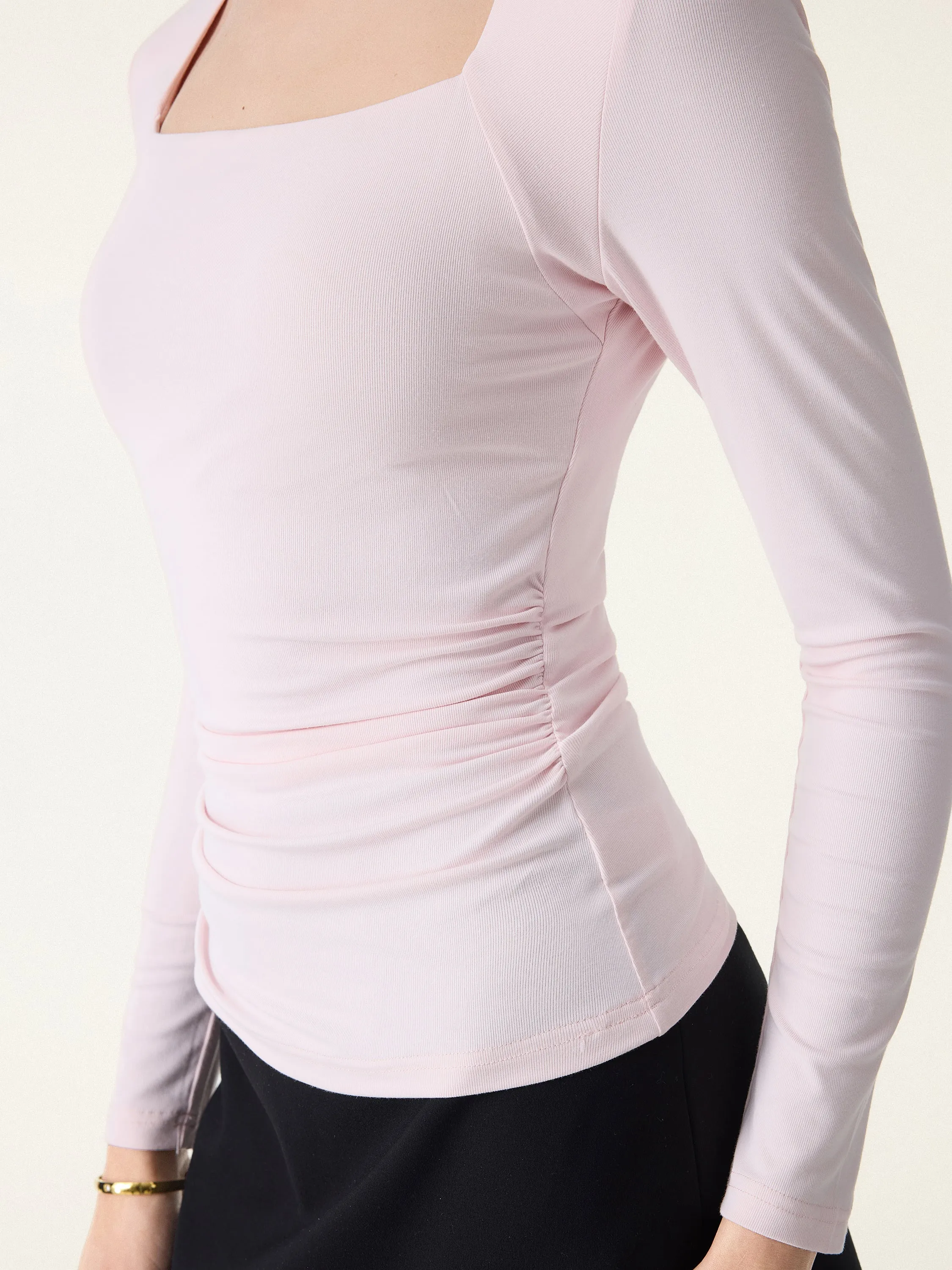 SkinKiss Trapeze Neck Ruched Long Sleeve Brami sold by OGLmove product image thumbnail 2