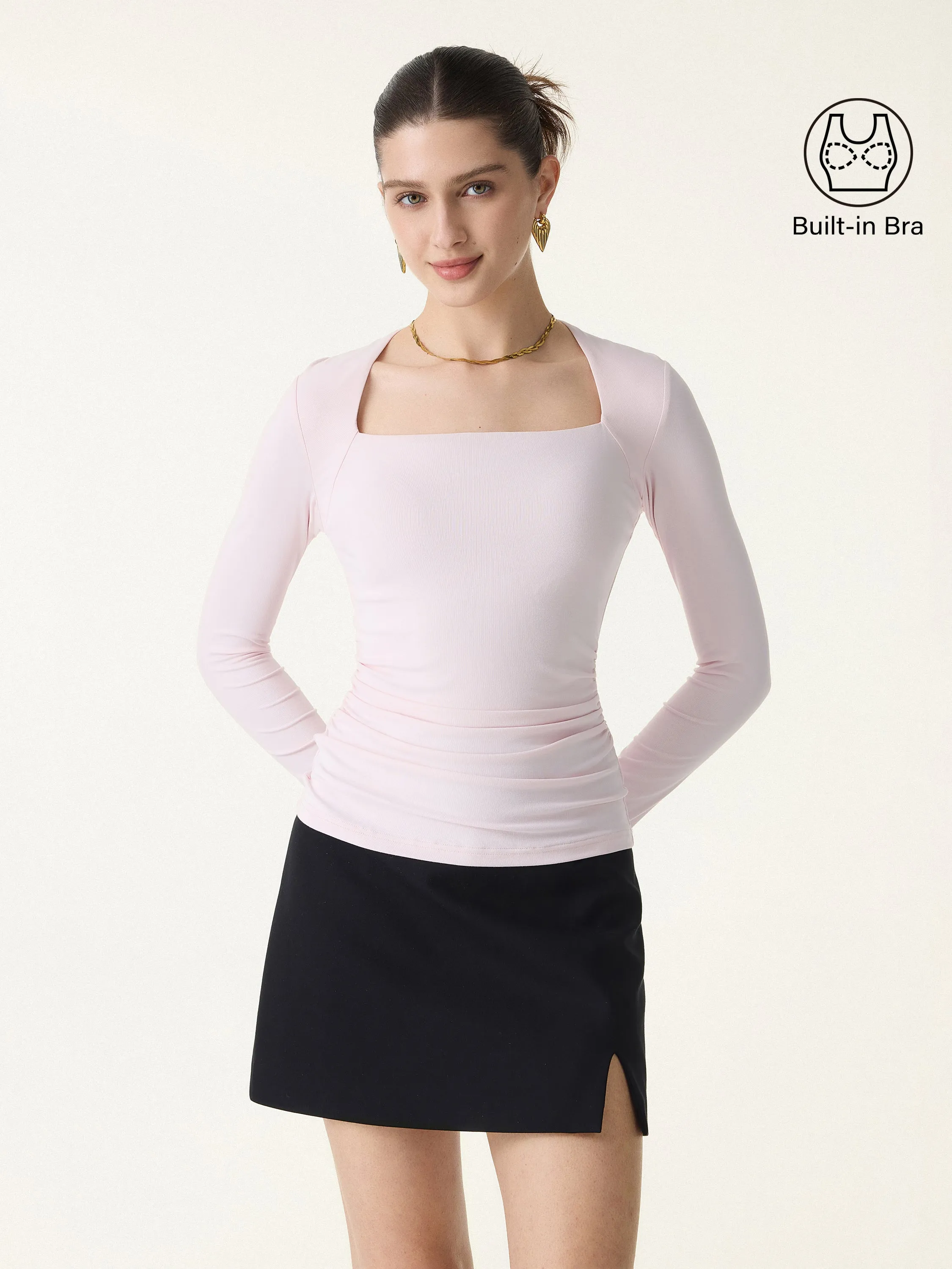 SkinKiss Trapeze Neck Ruched Long Sleeve Brami sold by OGLmove product image thumbnail 4