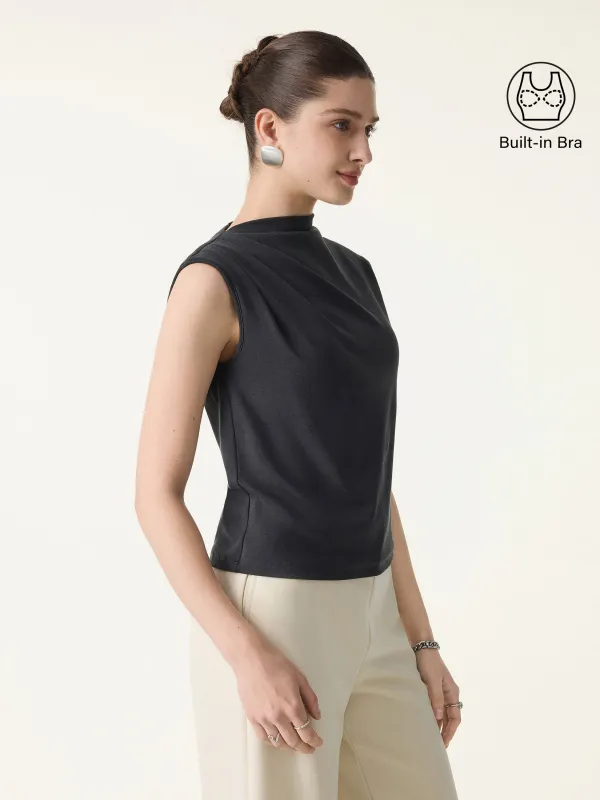 Cotton Lyocell Mockneck Tucked Sleeveless Brami sold by OGLmove