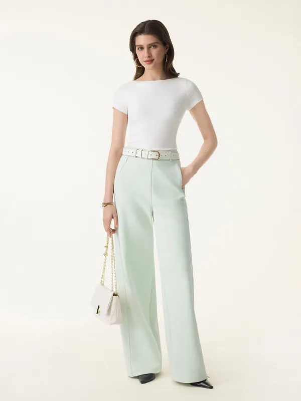 Stretch Cotton Blend Slimming High Rise Wide Leg Pants sold by OGLmove