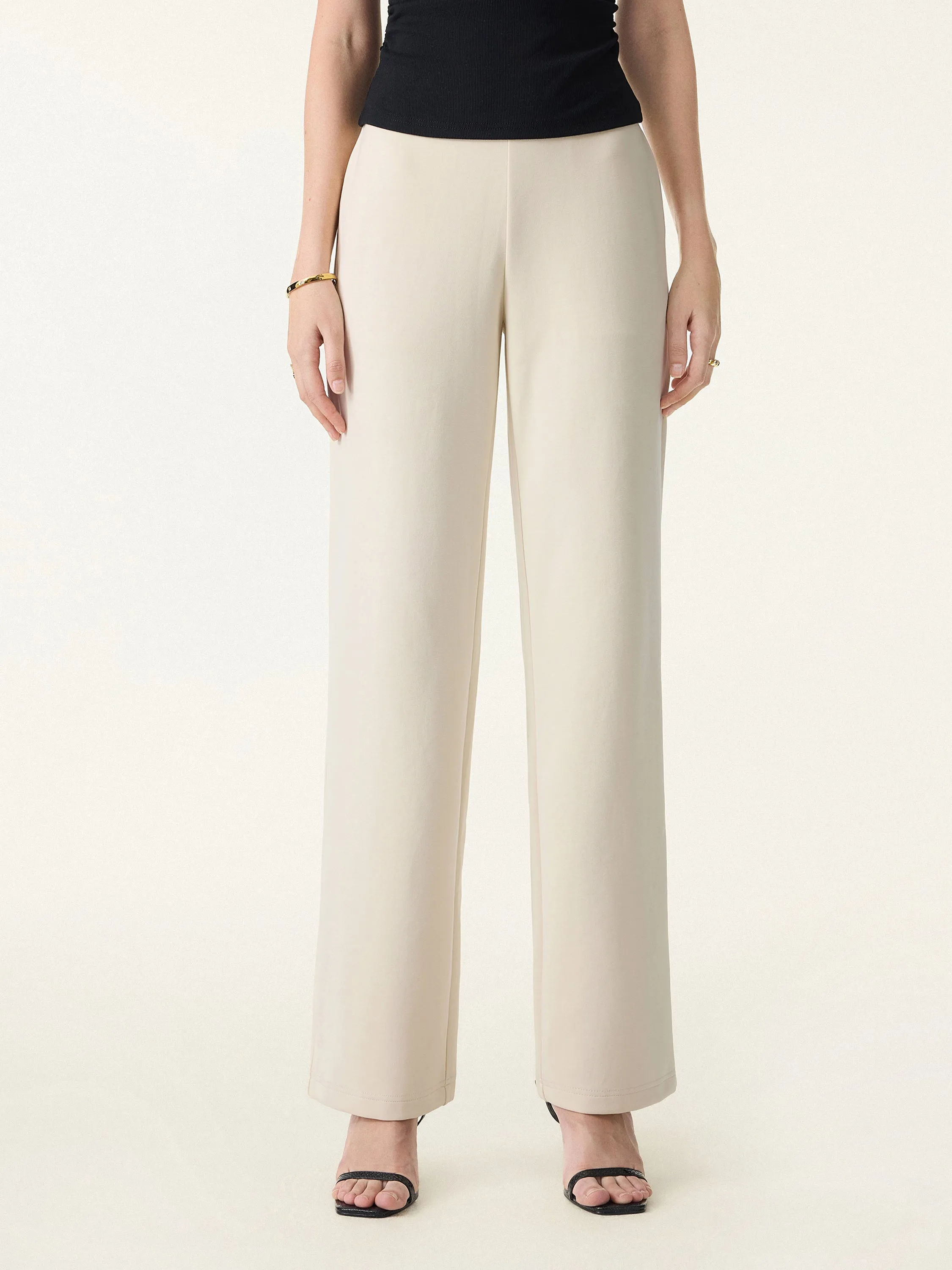 Stretch Cotton Blend Slim Straight Pull-on Pants with Pockets sold by OGLmove