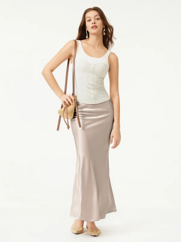 Silk-Like Bias-Cut Maxi Skirt sold by ogl move