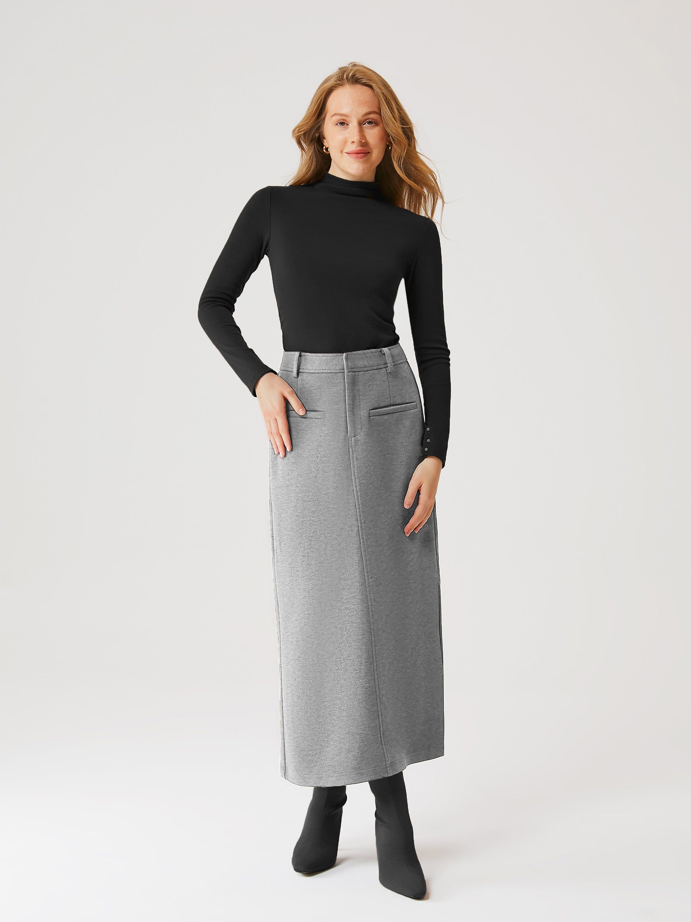 Cashmere-like Side Slit Midi Skirt sold by ogl move product image thumbnail 3