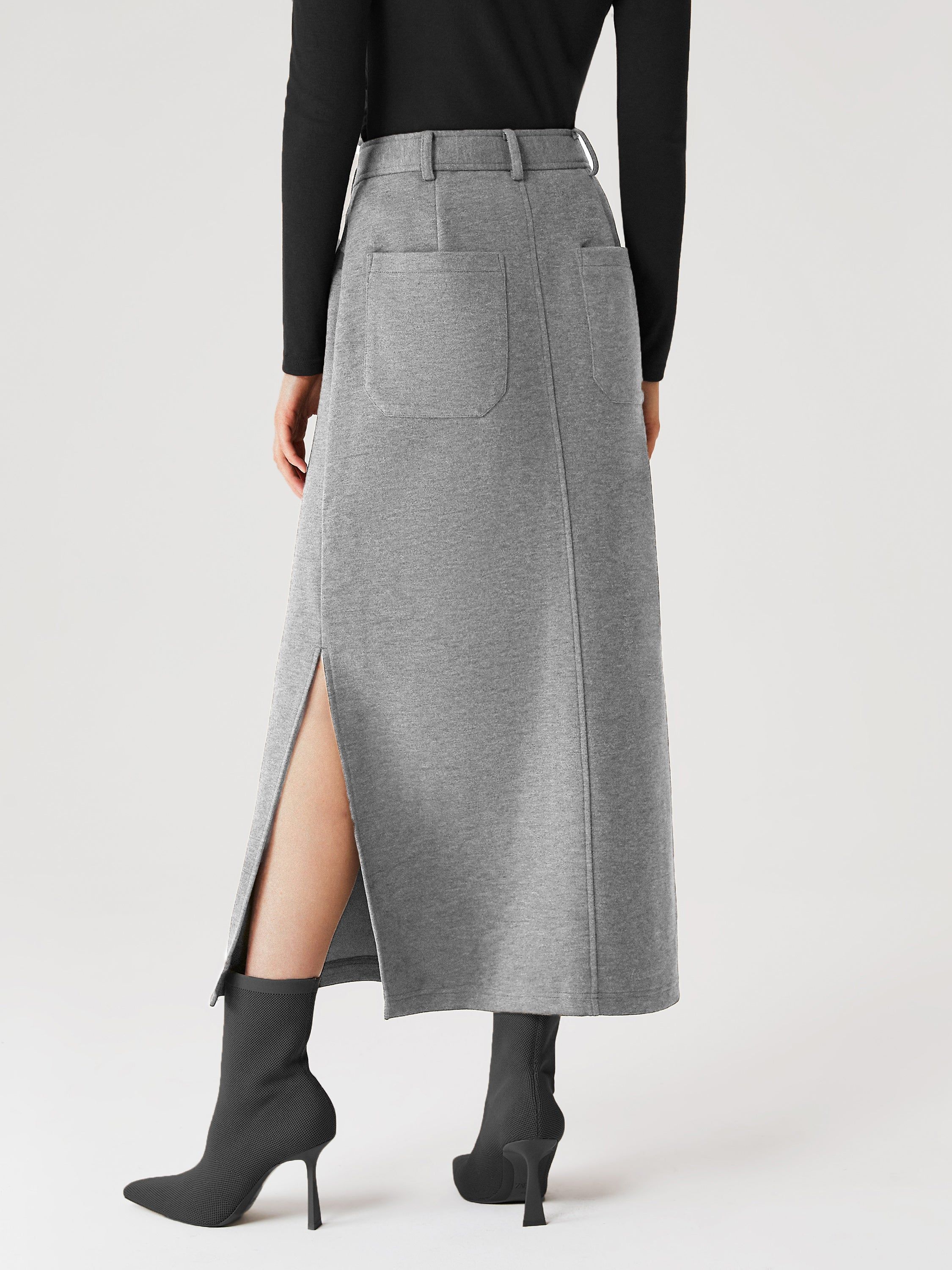 Cashmere-like Side Slit Midi Skirt sold by ogl move product image thumbnail 6