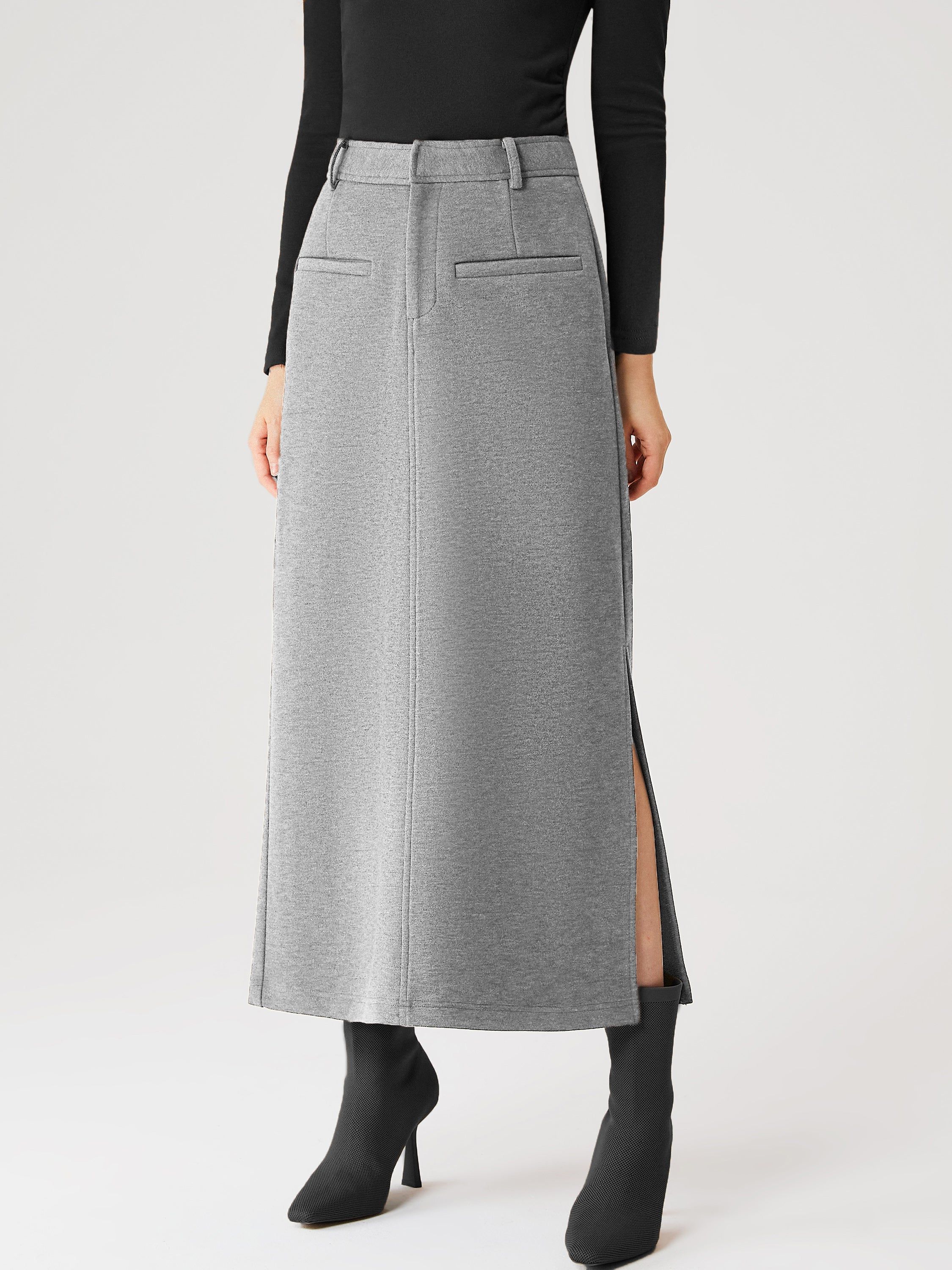 Cashmere-like Side Slit Midi Skirt sold by ogl move