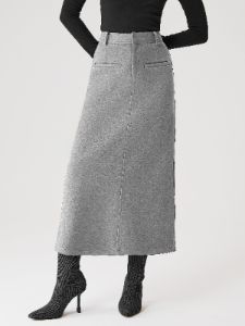 Cashmere-like Side Slit Midi Skirt sold by ogl move
