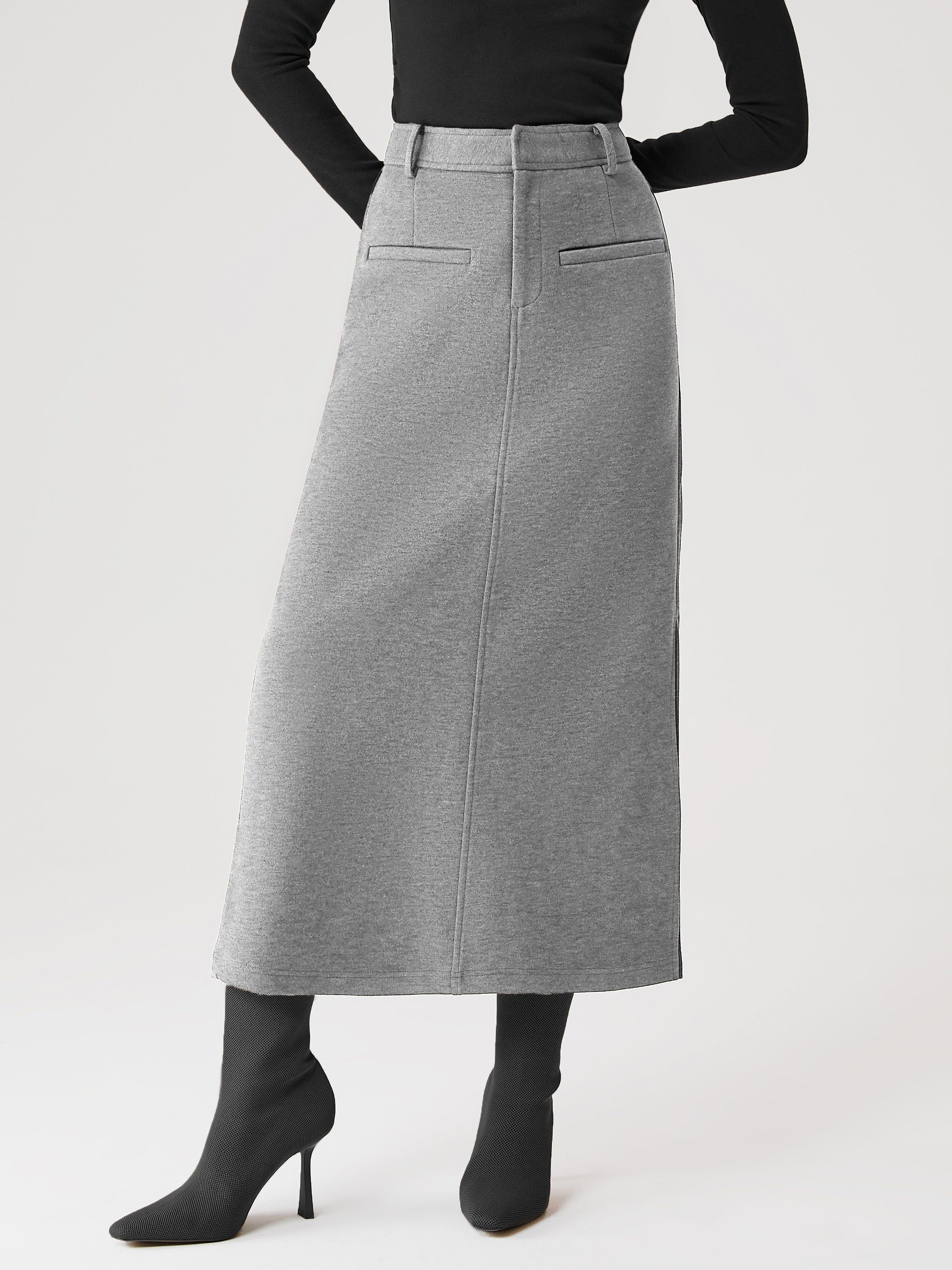 Cashmere-like Side Slit Midi Skirt sold by ogl move product image thumbnail 4