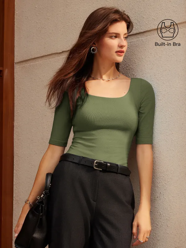 Essential Elbow Length Sleeve Square Neck Brami made by OGLmove