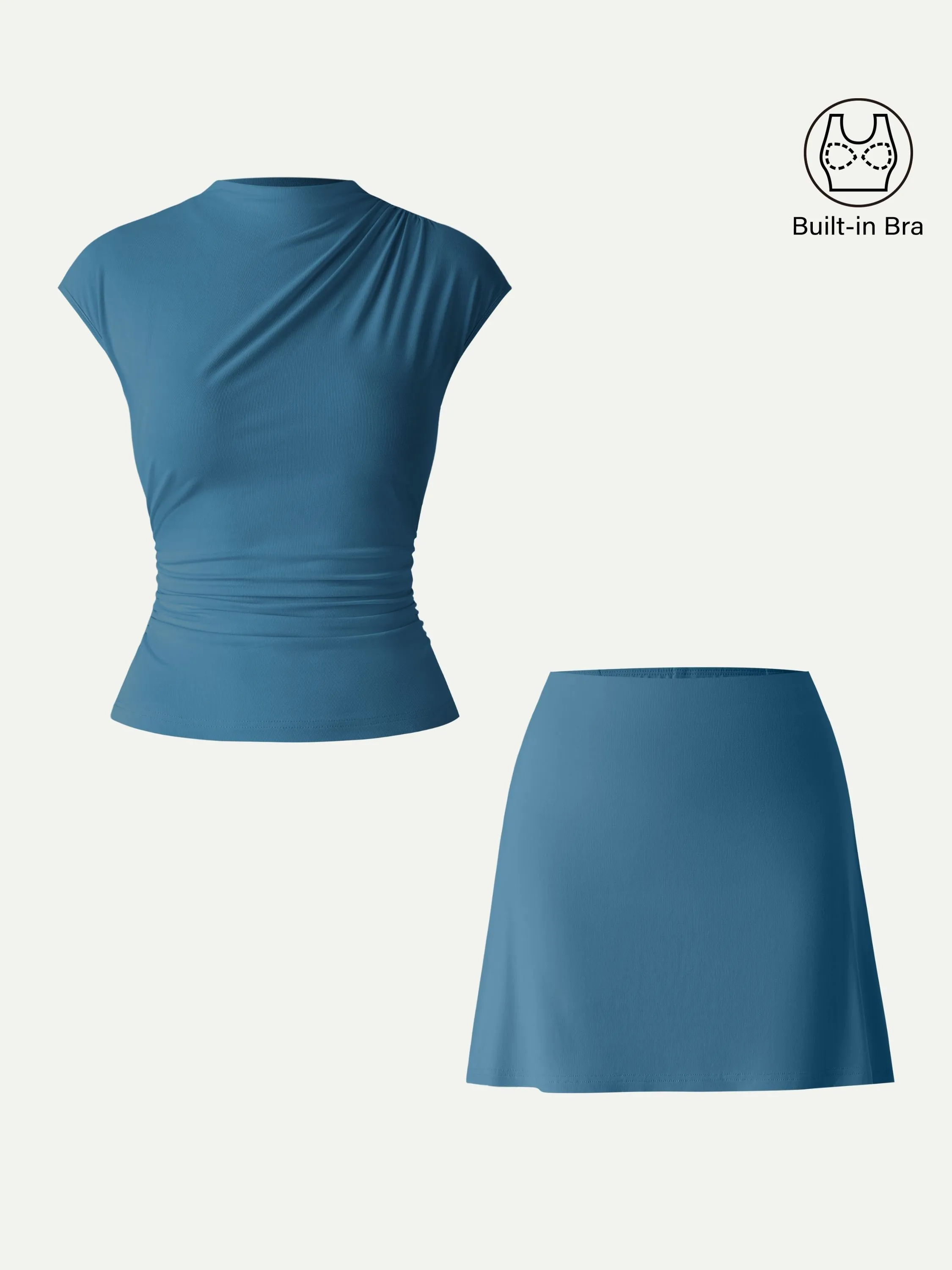 2Pcs Set SkinKiss Mockneck Cropped Brami & A-Line Mini Skort sold by OGLmove product image thumbnail 5