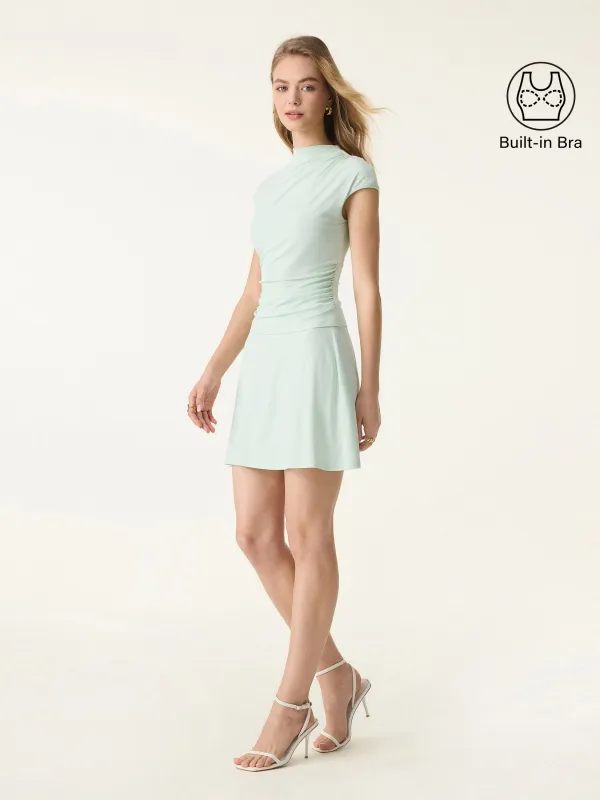 2Pcs Set SkinKiss Mockneck Cropped Brami & A-Line Mini Skort sold by OGLmove