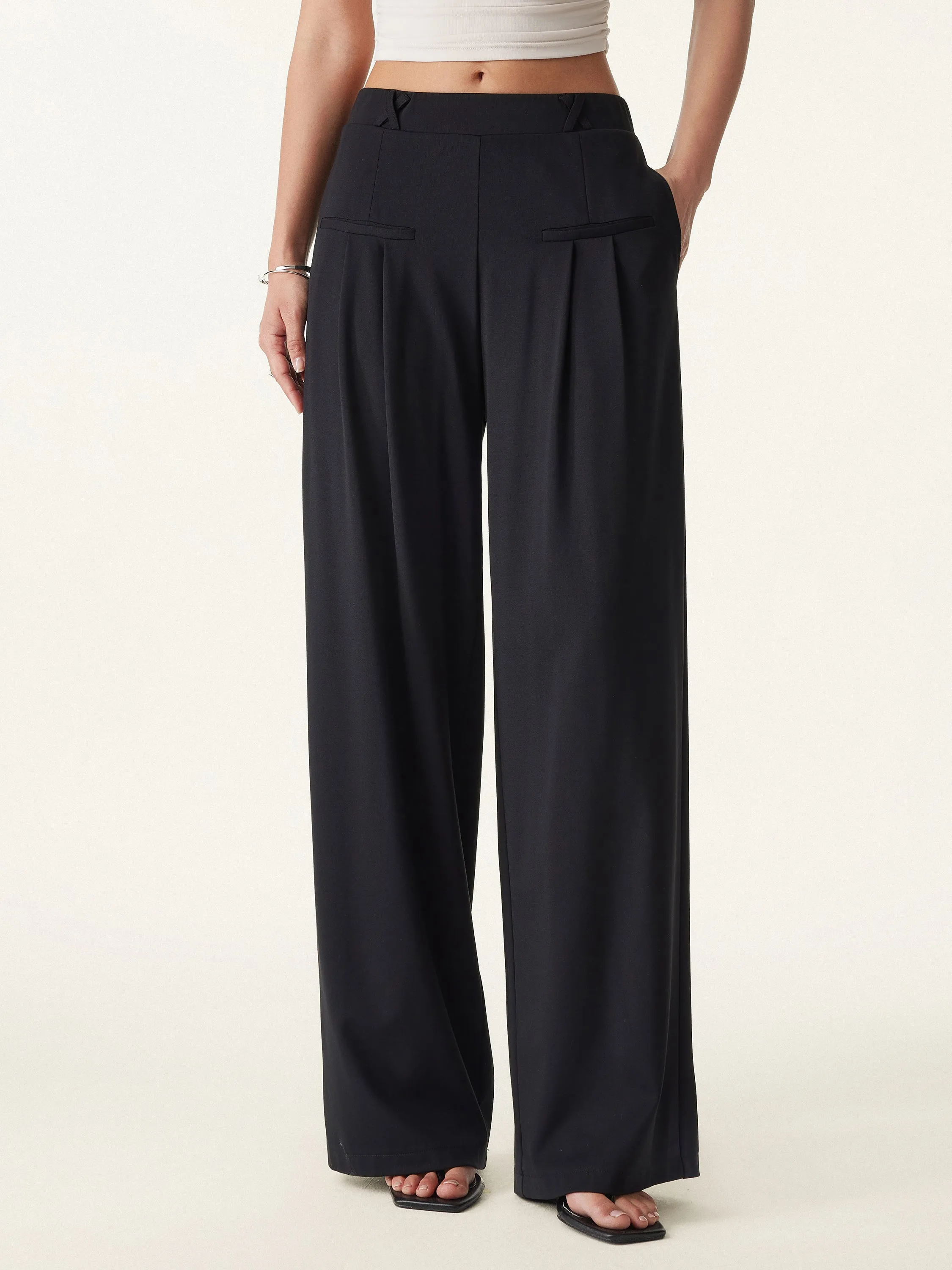 Mid Rise Wide Leg Trouser with Pockets Drapey Bamboo Ponte sold by OGLmove product image thumbnail 5