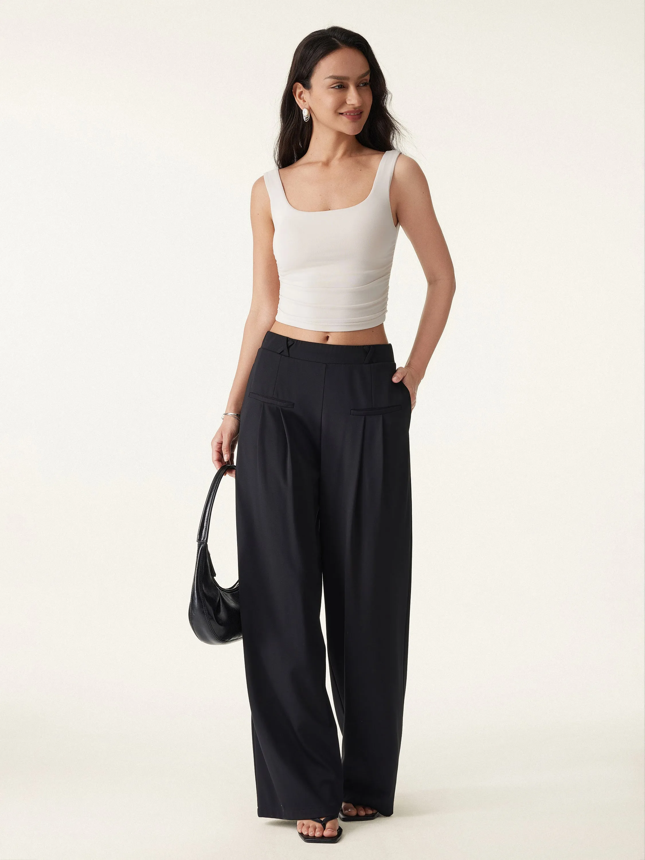 Mid Rise Wide Leg Trouser with Pockets Drapey Bamboo Ponte sold by OGLmove product image thumbnail 2