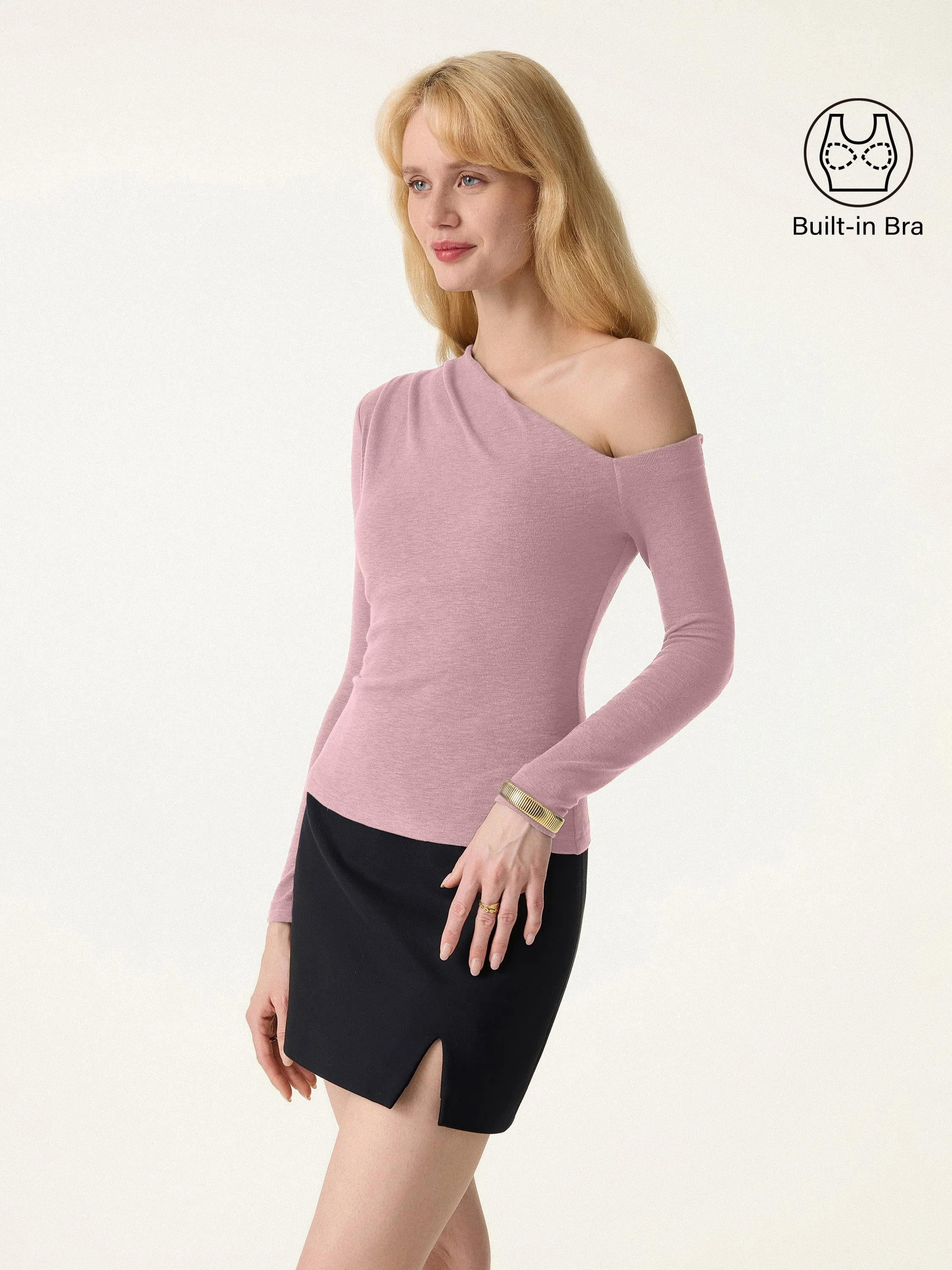 Asymmetrical Neck Tucked Shoulder Bra Top sold by OGLmove product image thumbnail 3