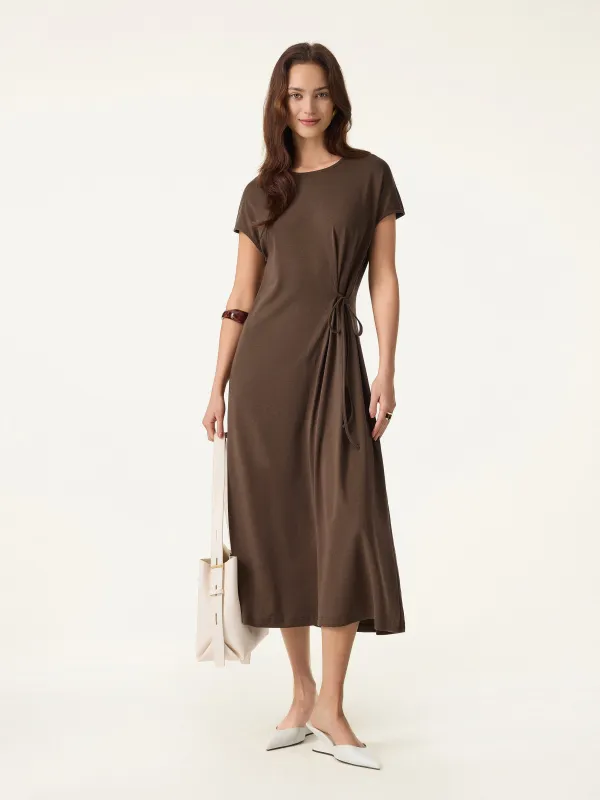 Cotton Lyocell Easy Airy Midi Dress with Self-Tie sold by OGLmove