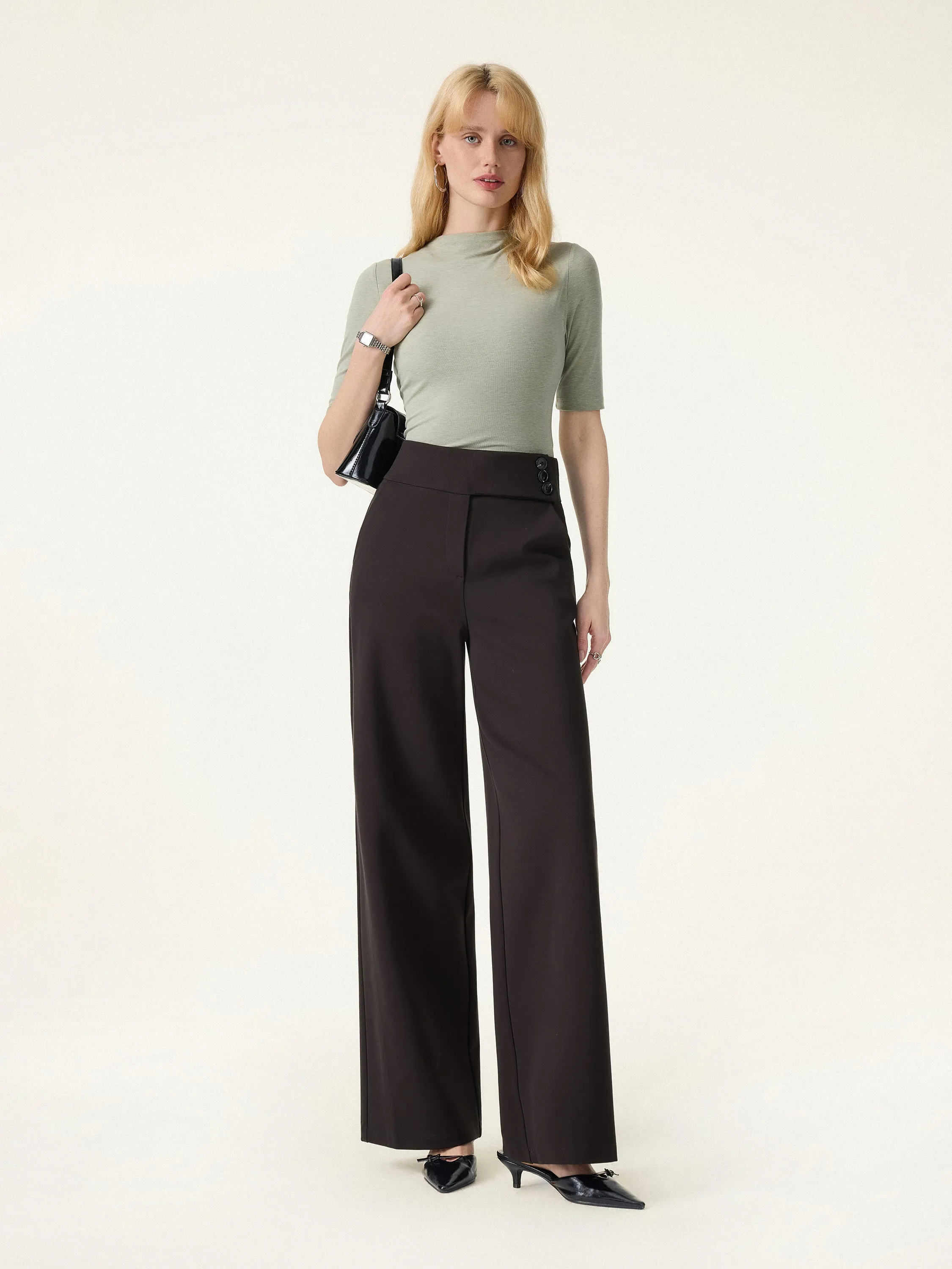 Stretchy High Rise Wide Leg Pants with Pockets sold by OGLmove product image thumbnail 3