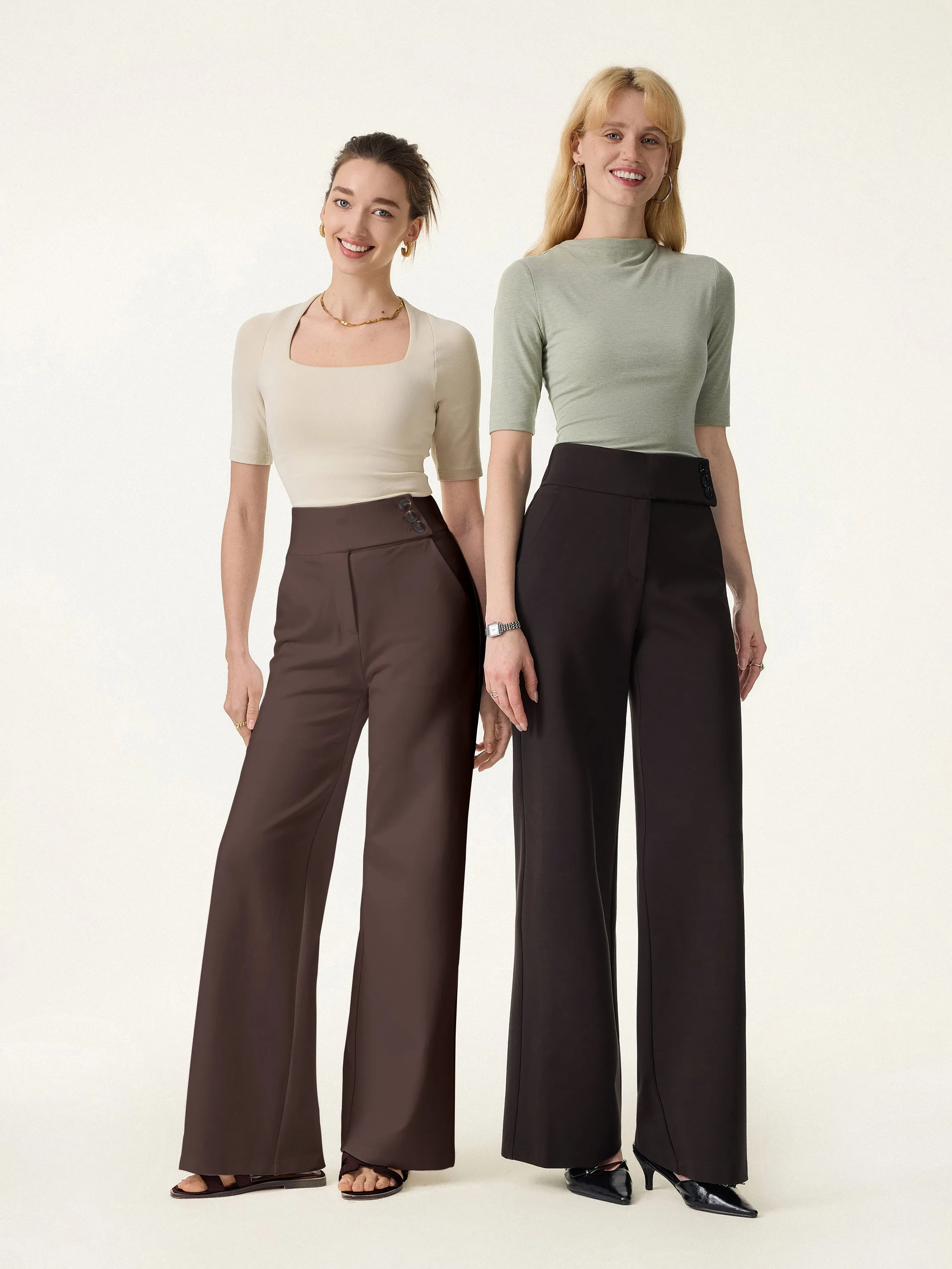 Stretchy High Rise Wide Leg Pants with Pockets sold by OGLmove product image thumbnail 2