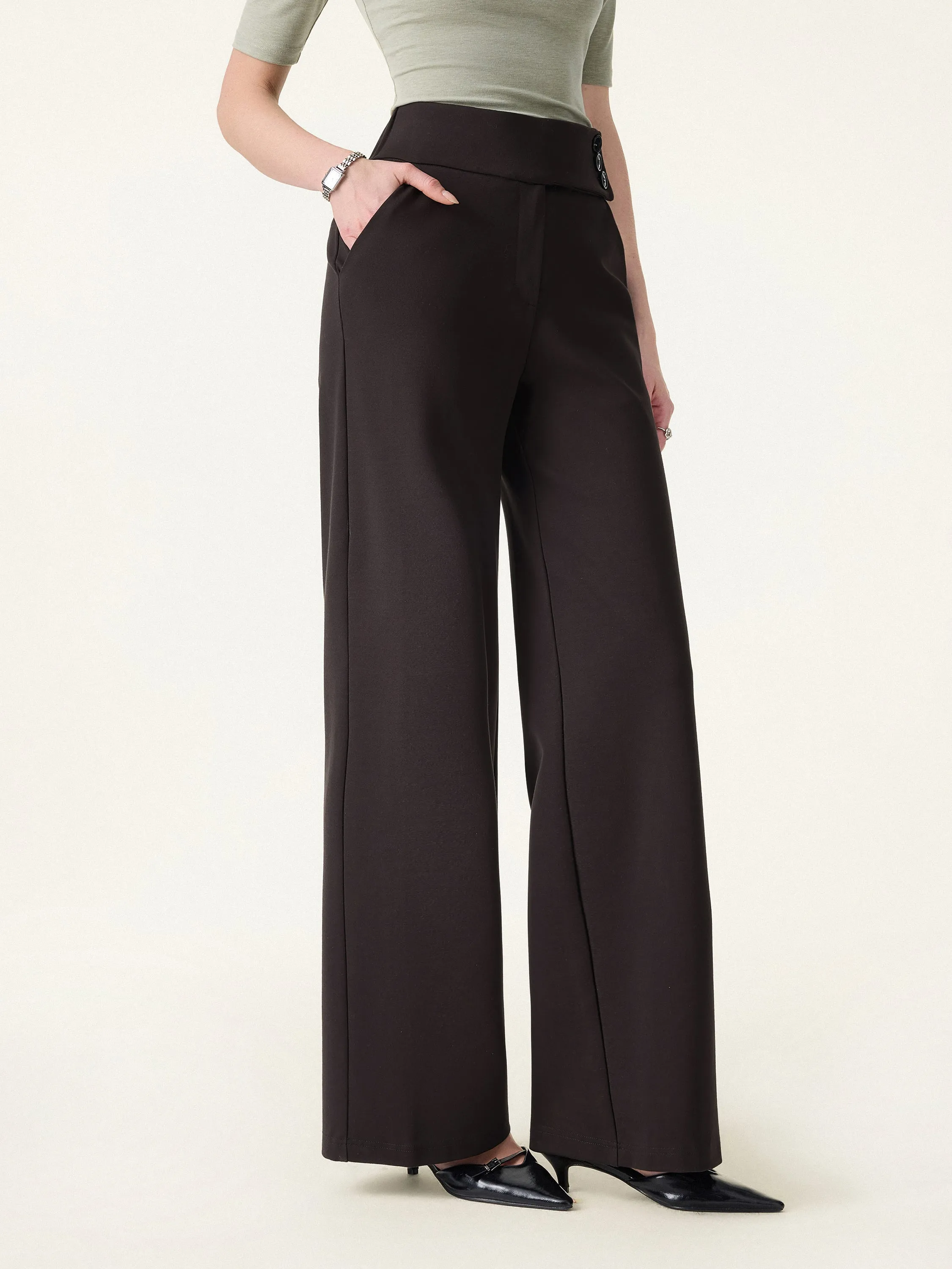 Stretchy High Rise Wide Leg Pants with Pockets sold by OGLmove