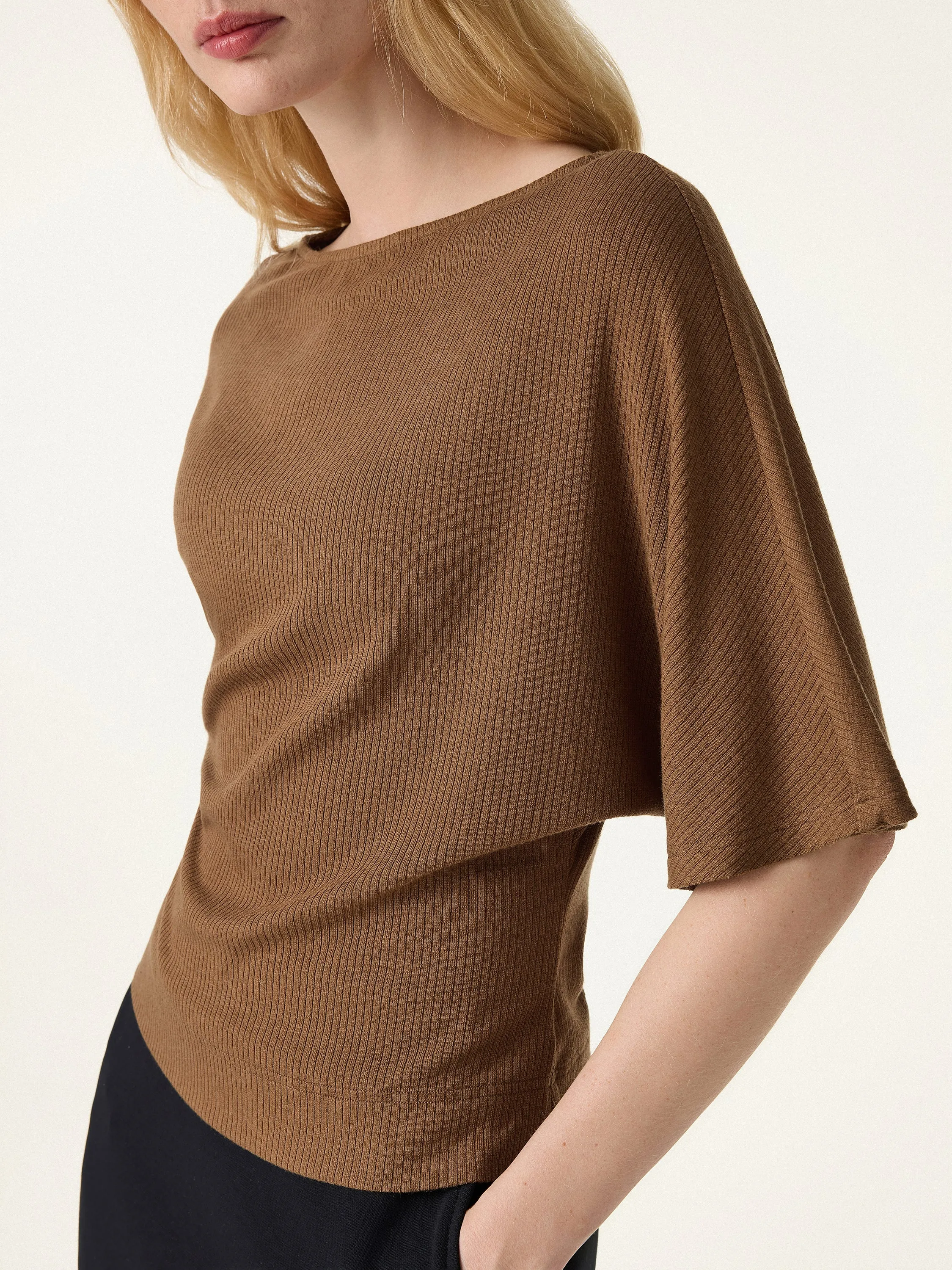 Soft Ribbed Boatneck Relaxed Top sold by OGLmove product image thumbnail 4