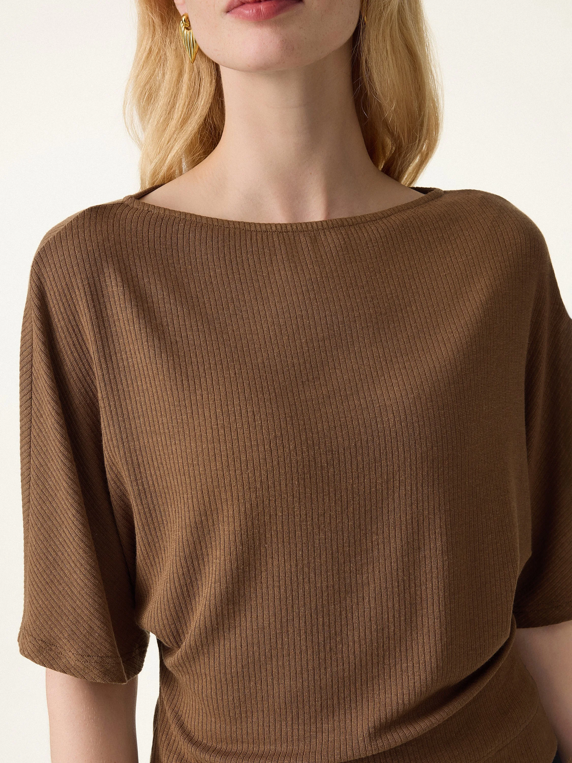 Soft Ribbed Boatneck Relaxed Top sold by OGLmove product image thumbnail 3