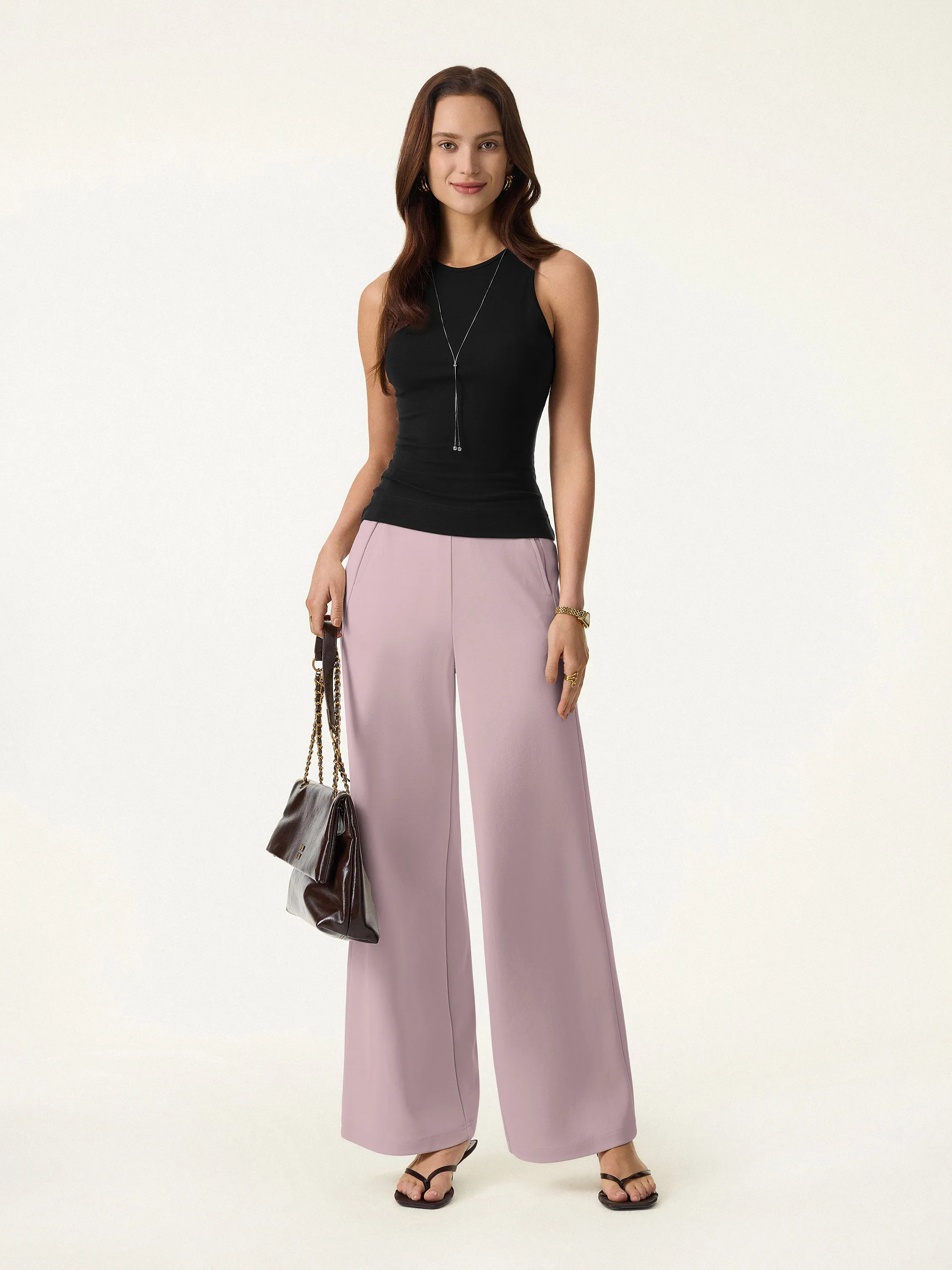 Mid Rise Straight Pull-on Pants with Pockets sold by OGLmove product image thumbnail 3