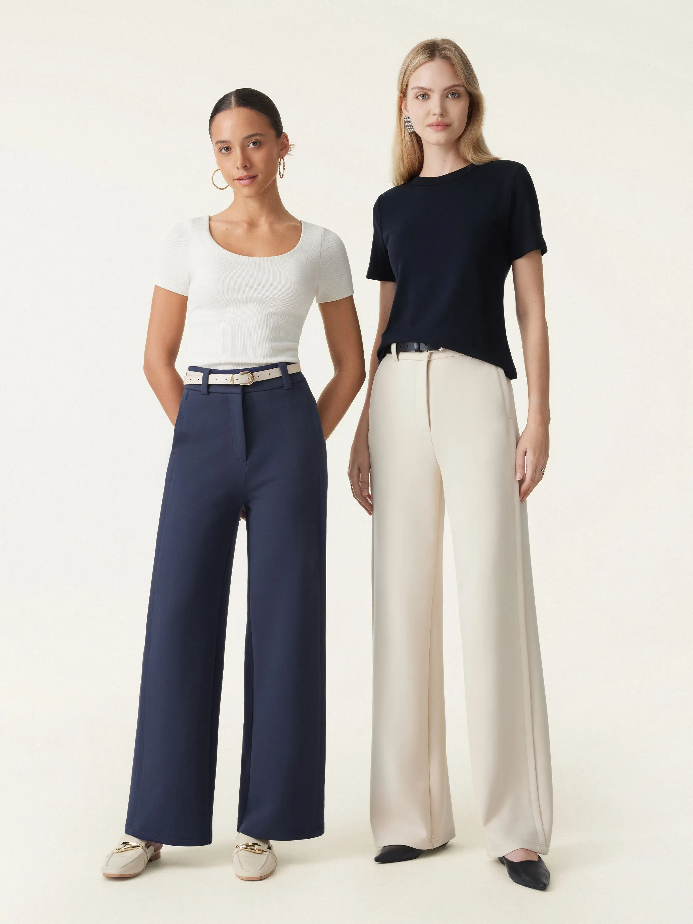 Stretchy Mid Rise Fly-Front Wide Leg Trousers sold by OGLmove product image thumbnail 2