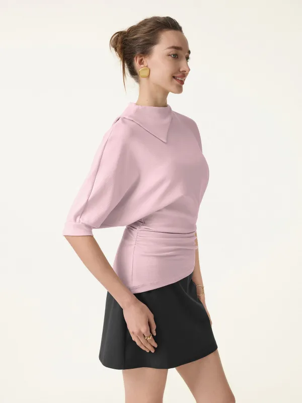 Cotton Lyocell Elbow Sleeve Ruched Tee made by OGLmove