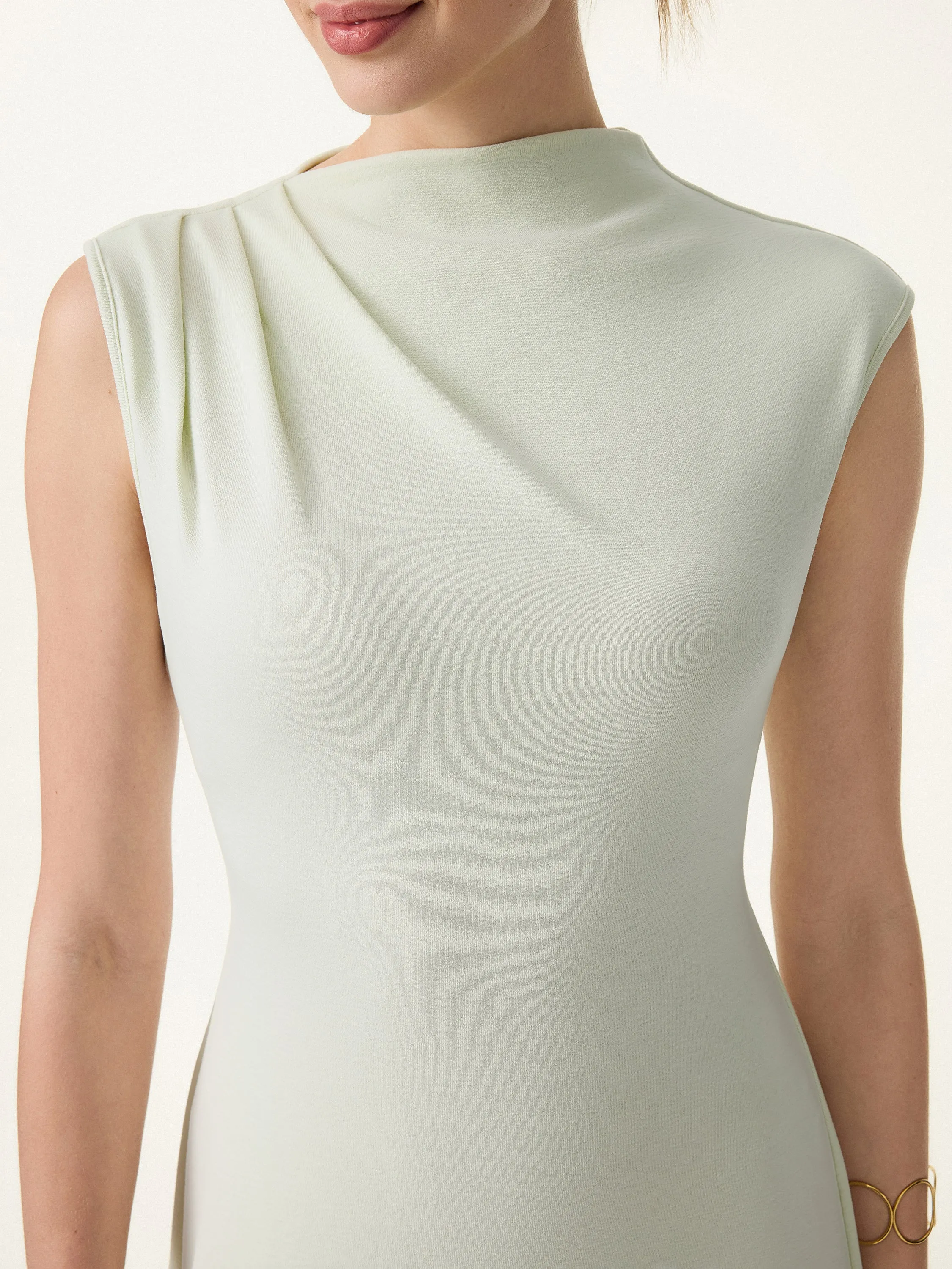 Stretch Cotton Refined Mockneck Flared Midi Bra Dress sold by OGLmove product image thumbnail 4