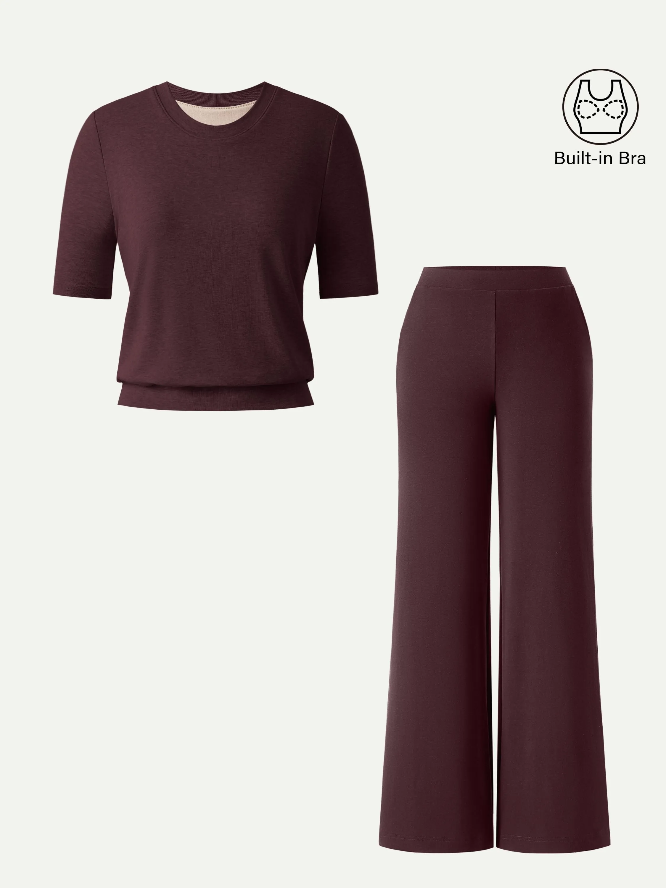 2Pcs Set Regular Mid Rise Wide Leg Pants & Crewneck Brami sold by OGLmove product image thumbnail 4