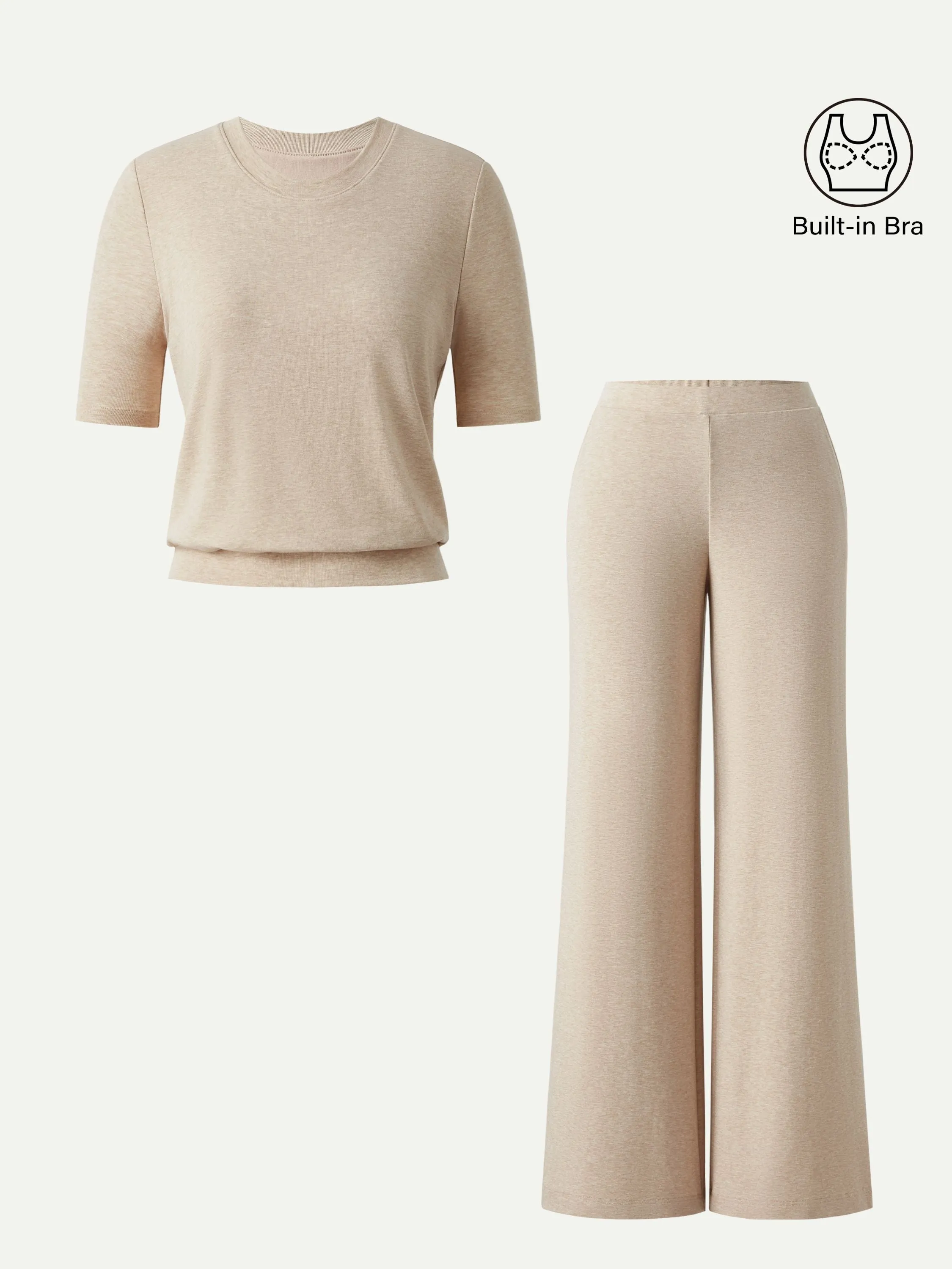 2Pcs Set Regular Mid Rise Wide Leg Pants & Crewneck Brami sold by OGLmove product image thumbnail 2
