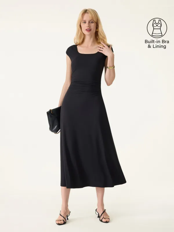 SkinKiss Cooling Square Neck Ruched Midi Bra Dress sold by OGLmove