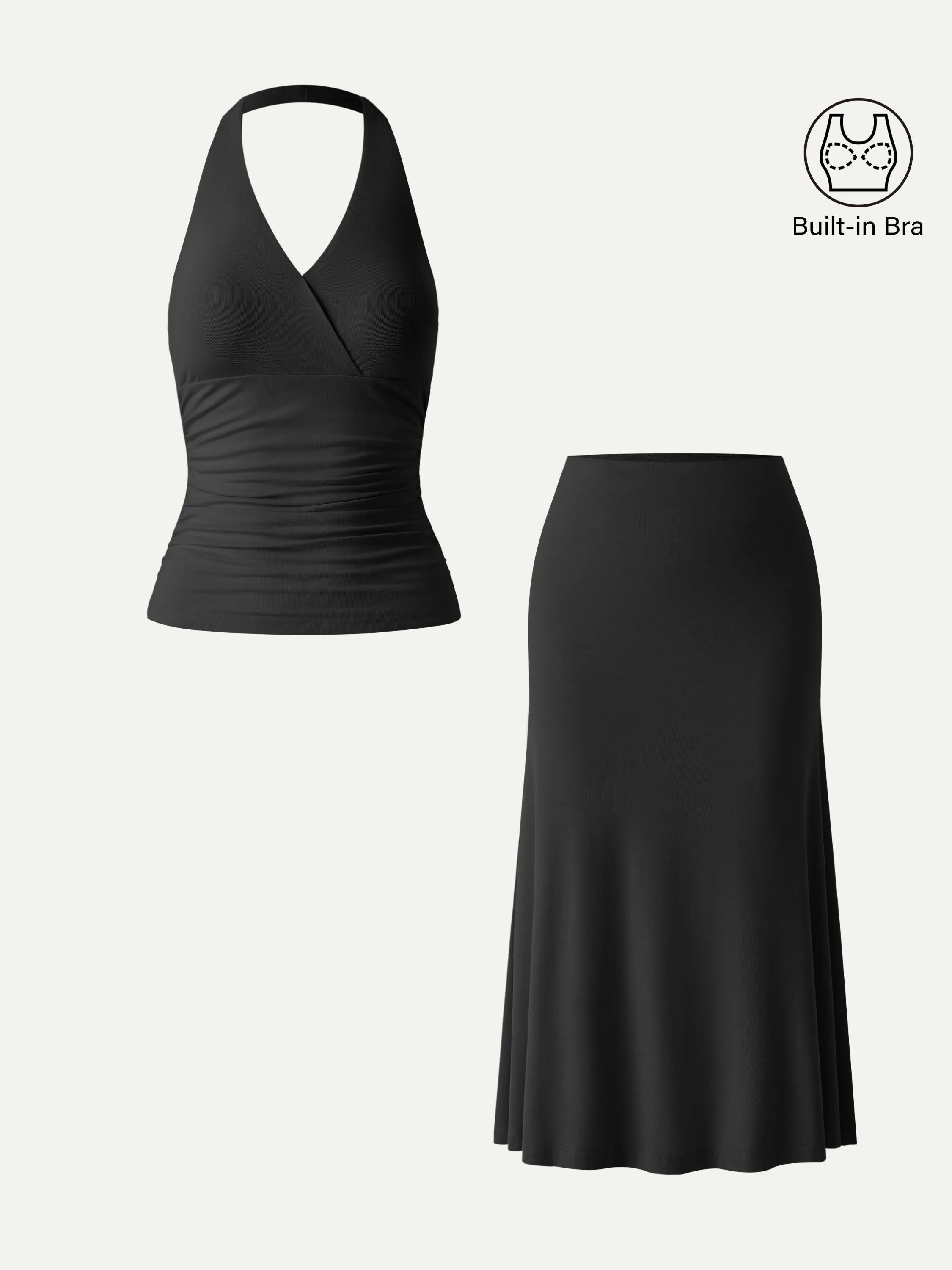 2Pcs Set Halter Neck Bra Tank & Pull-on Mermaid Midi Skirt sold by OGLmove product image thumbnail 5