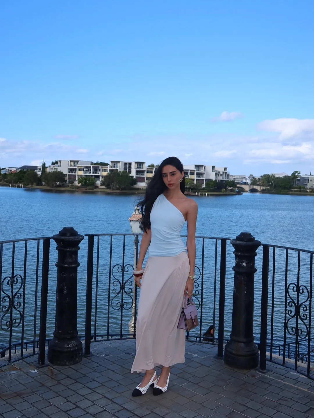 2Pcs Set One Shoulder Bra Tank & Flared Midi Skirt with Pockets sold by OGLmove product image thumbnail 4