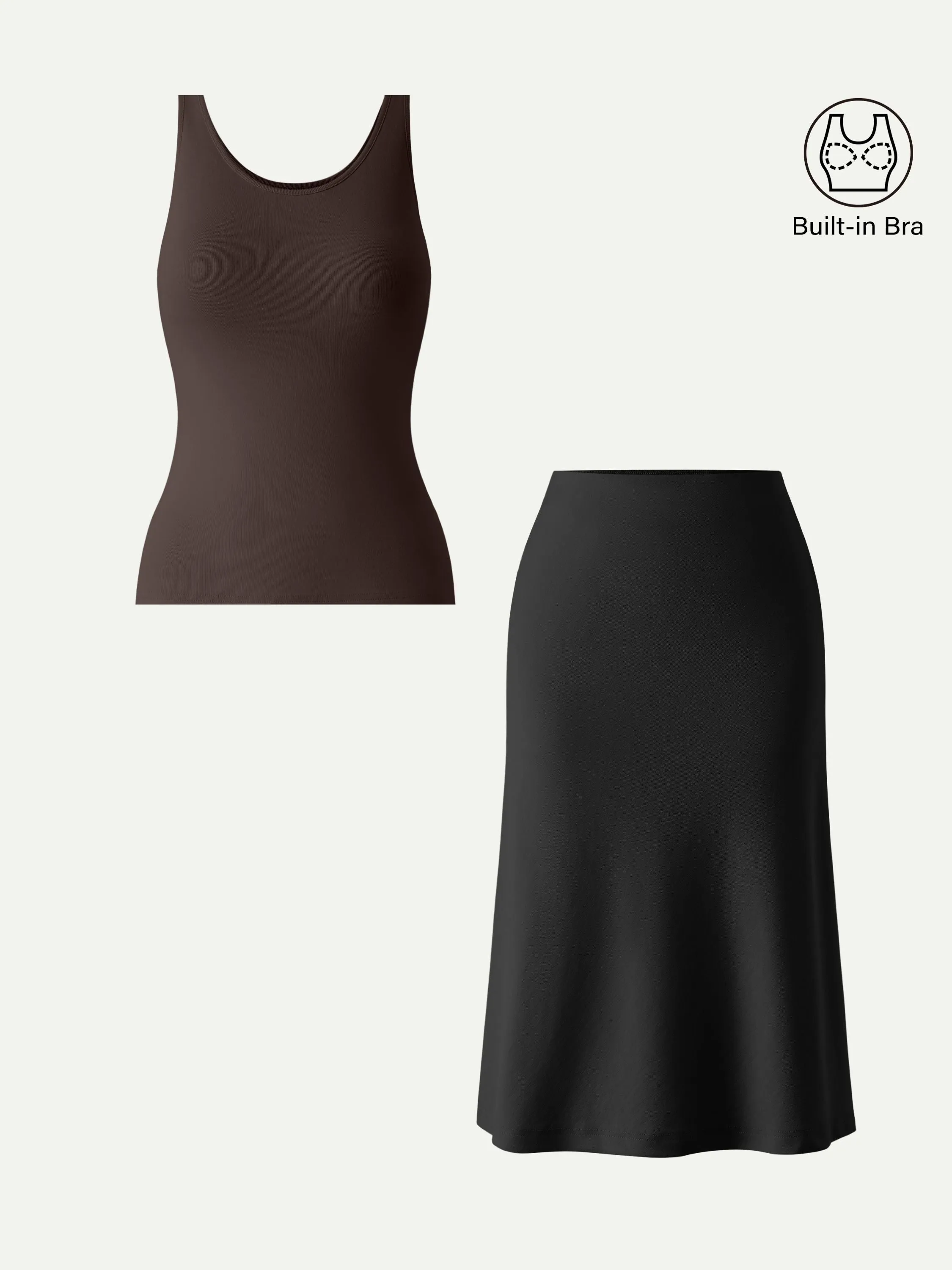 2Pcs Set U-Neck Bra Tank & A-line Midi Skirt with Pockets sold by OGLmove product image thumbnail 4