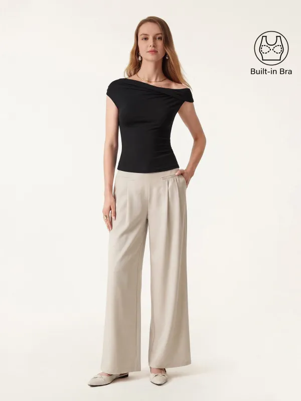 2Pcs Set Multi-wear Necklines Bra & Wide Leg Trouser with Pockets made by OGLmove