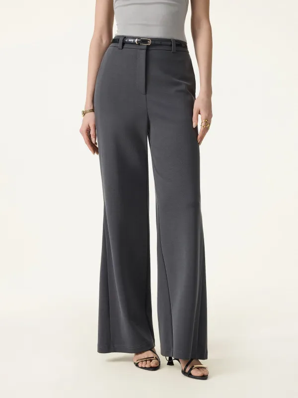 Wrinkle-Resistant High Rise Flared Trousers with Pockets made by OGLmove