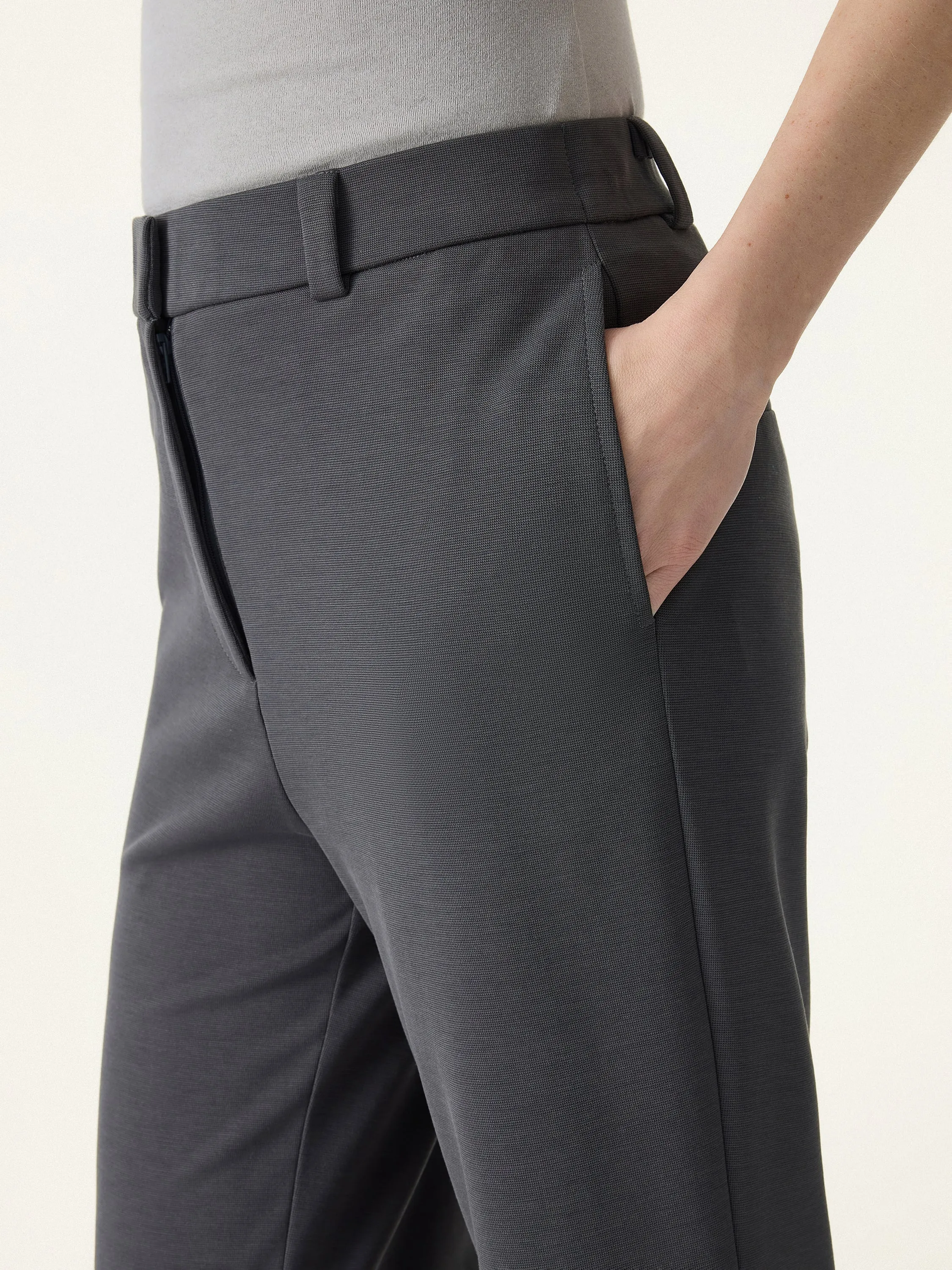 Wrinkle-Resistant High Rise Flared Trousers with Pockets sold by OGLmove product image thumbnail 5