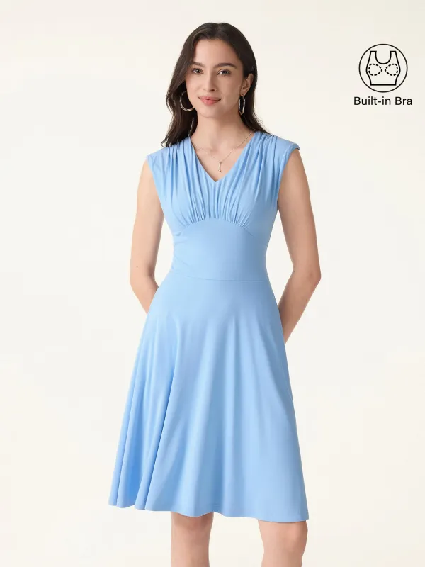 SkinKiss Cooling V-Neck Gathered Bra Dress with Pockets made by OGLmove