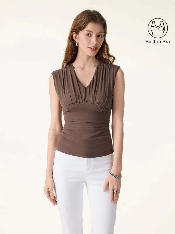 SkinKiss Cooling V-Neck Ruched Wide Shoulder Bra Tank made by OGLmove