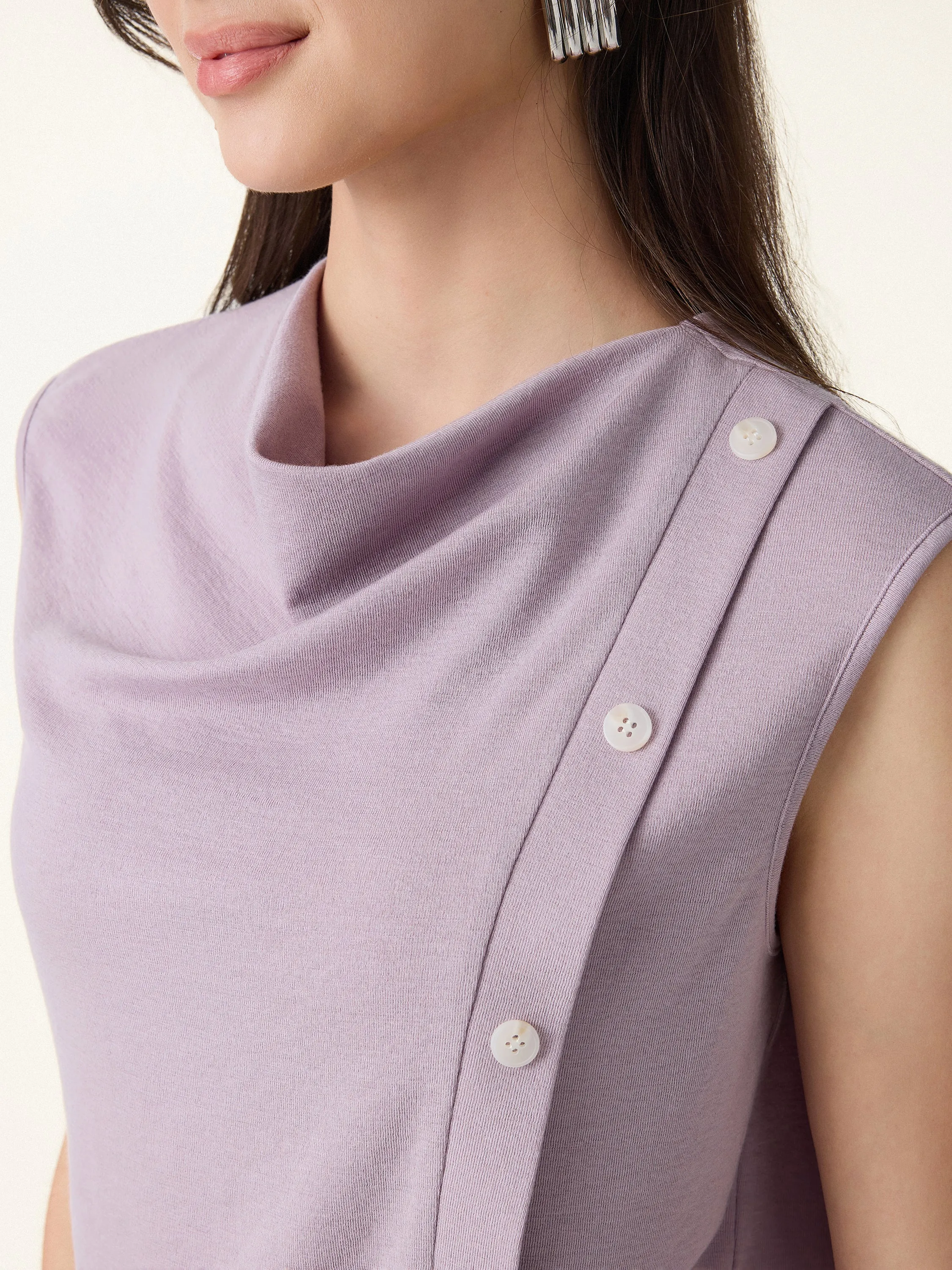 Lyocell Wool Cowl Neck Top with Banded Hem sold by OGLmove product image thumbnail 2