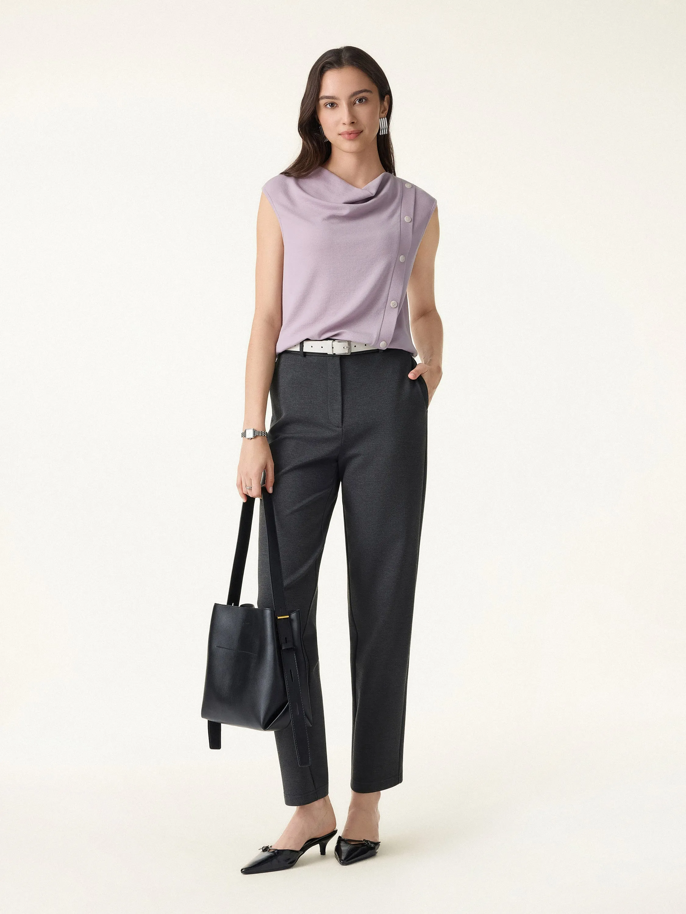 Lyocell Wool Cowl Neck Top with Banded Hem sold by OGLmove product image thumbnail 3