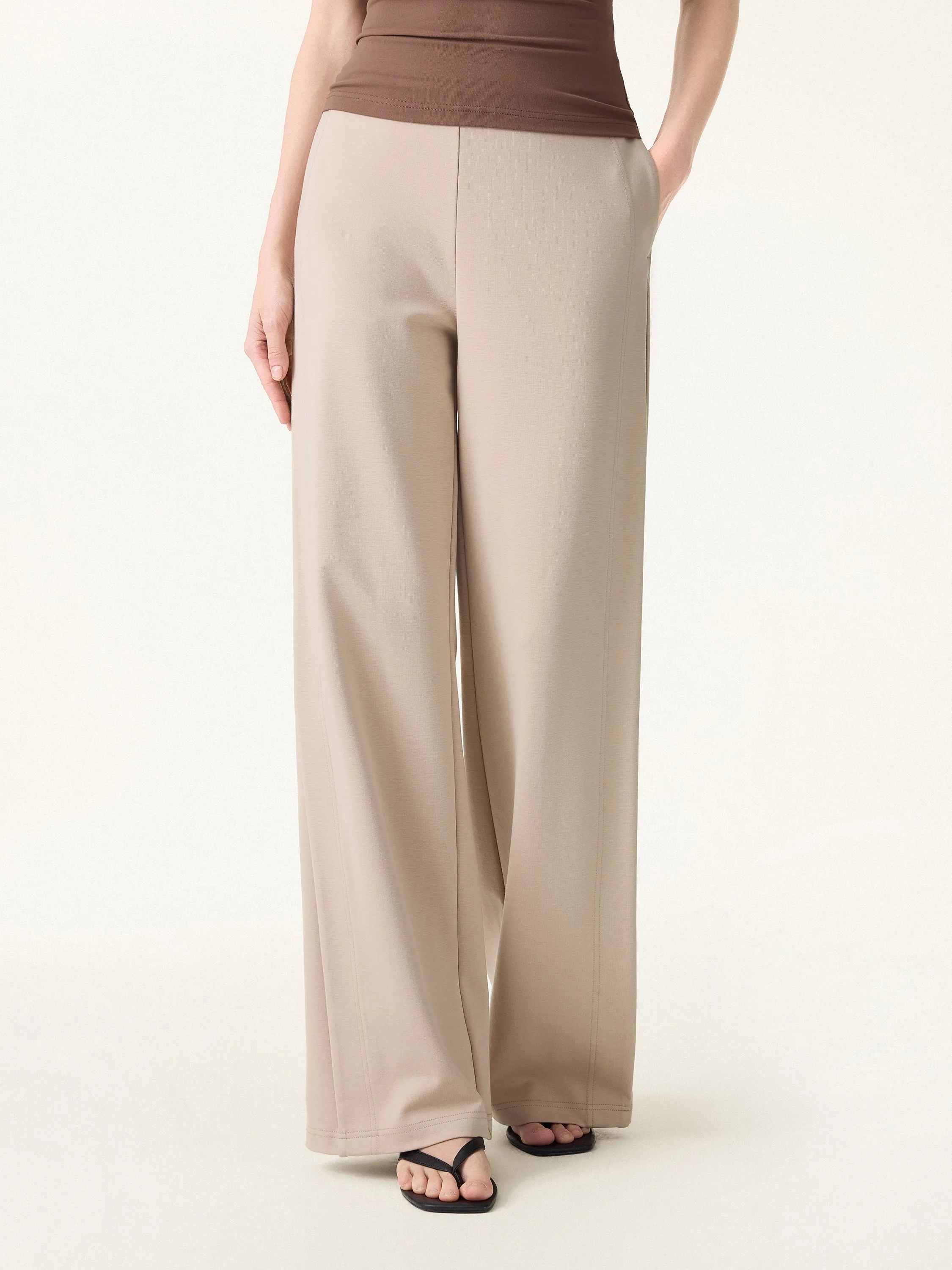 Drapey Mid Rise Wide Leg Pull-on Pants with Pockets sold by OGLmove product image thumbnail 3