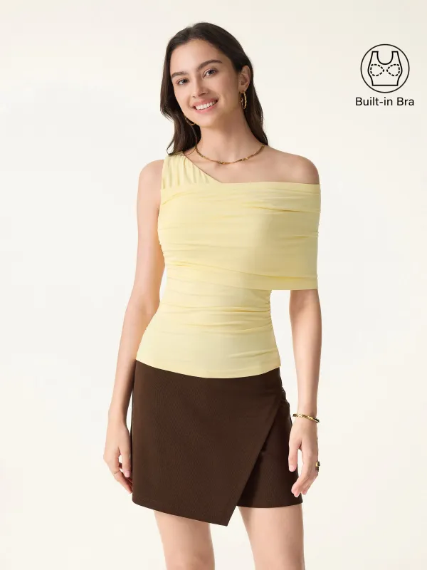 SkinKiss Cooling One Shoulder Ruched Bra Top made by OGLmove