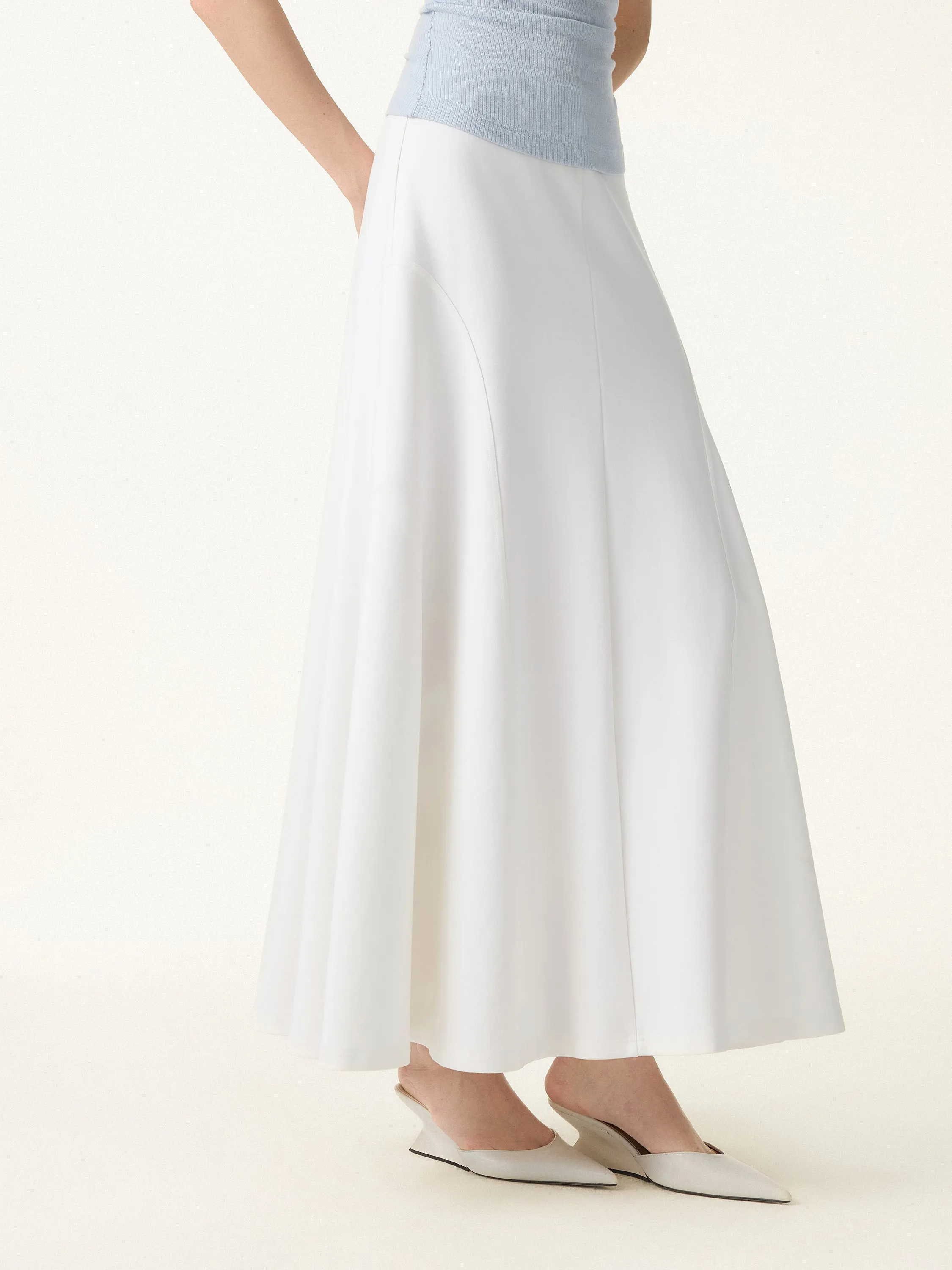 Wrinkle-Resistant A-Line Flared Maxi Skirt sold by OGLmove