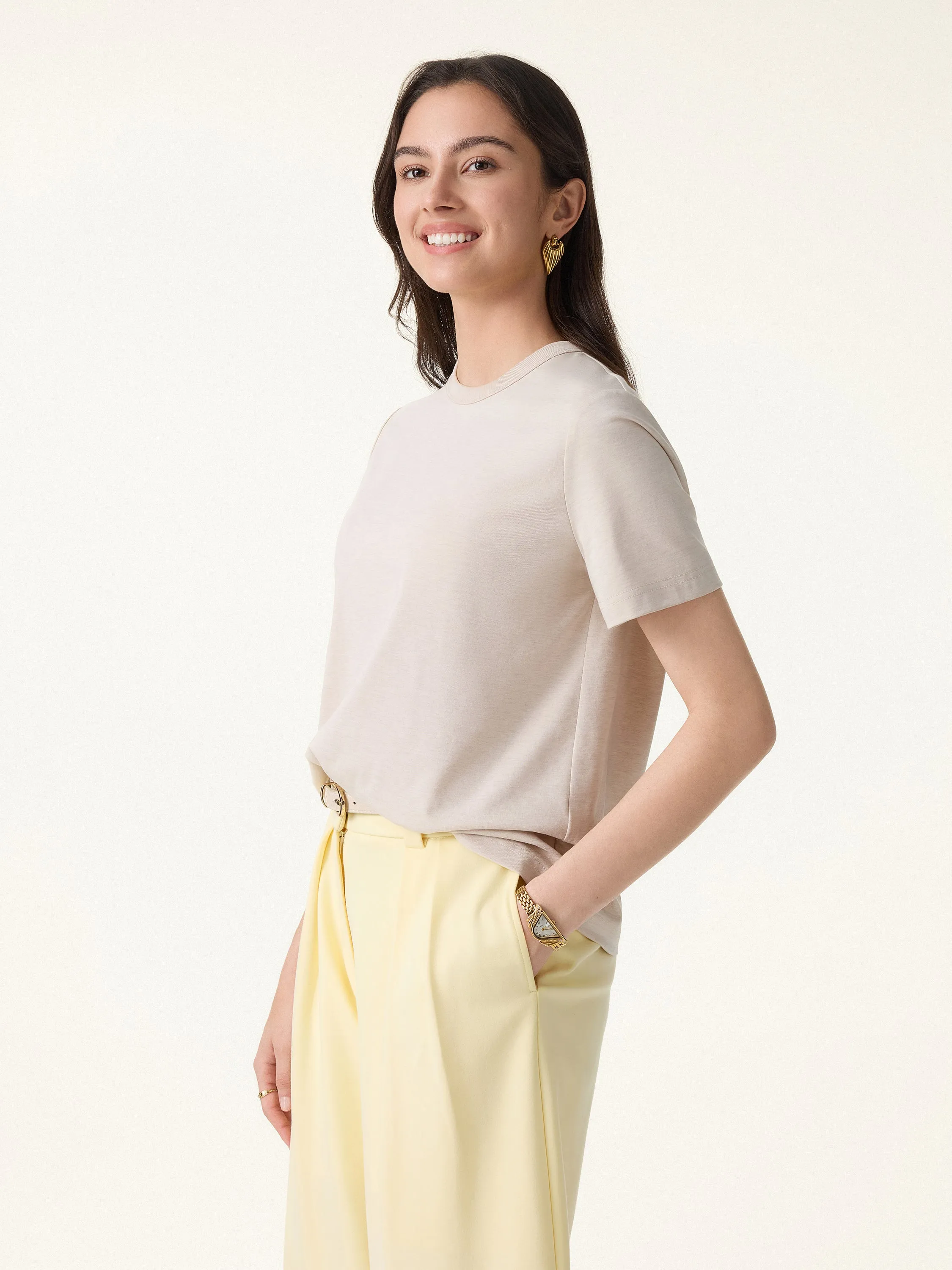 Modal Cotton Crew Neck Relaxed Summer Tee sold by OGLmove product image thumbnail 3